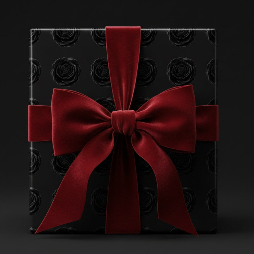 Black Rose Pattern Wrapping Paper | Floral Gift Wrap, Dark Rose Print