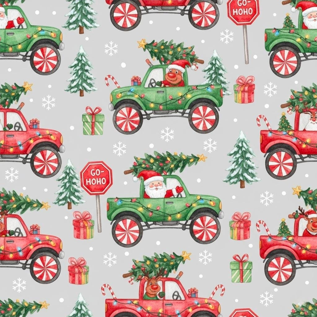 Christmas Monster Truck Wrapping Paper, Holiday Gift Wrap, Boys Gift Wrap, Kids Christmas Paper, Cute Christmas Wrap