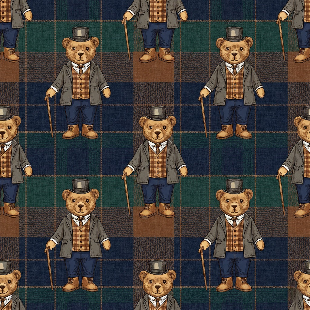 Plaid Gentleman Bear Wrapping Paper – Classic, Cozy & Charming