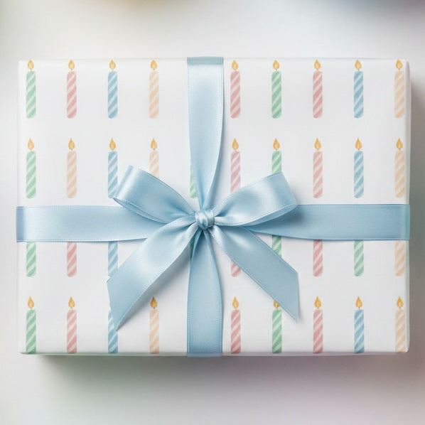 Wrapping Paper — Pastel Twisted Candles Pattern, Birthday Gift Wrap