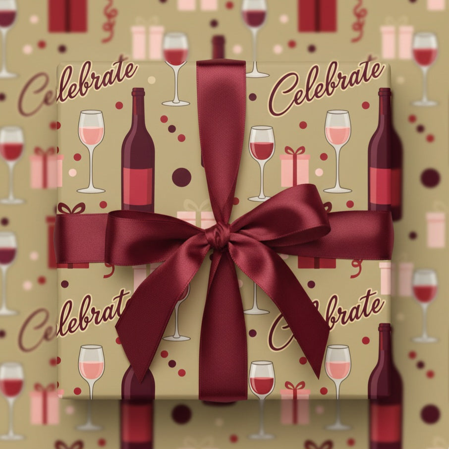 Wrapping Paper — Celebratory Wine & Gifts Pattern
