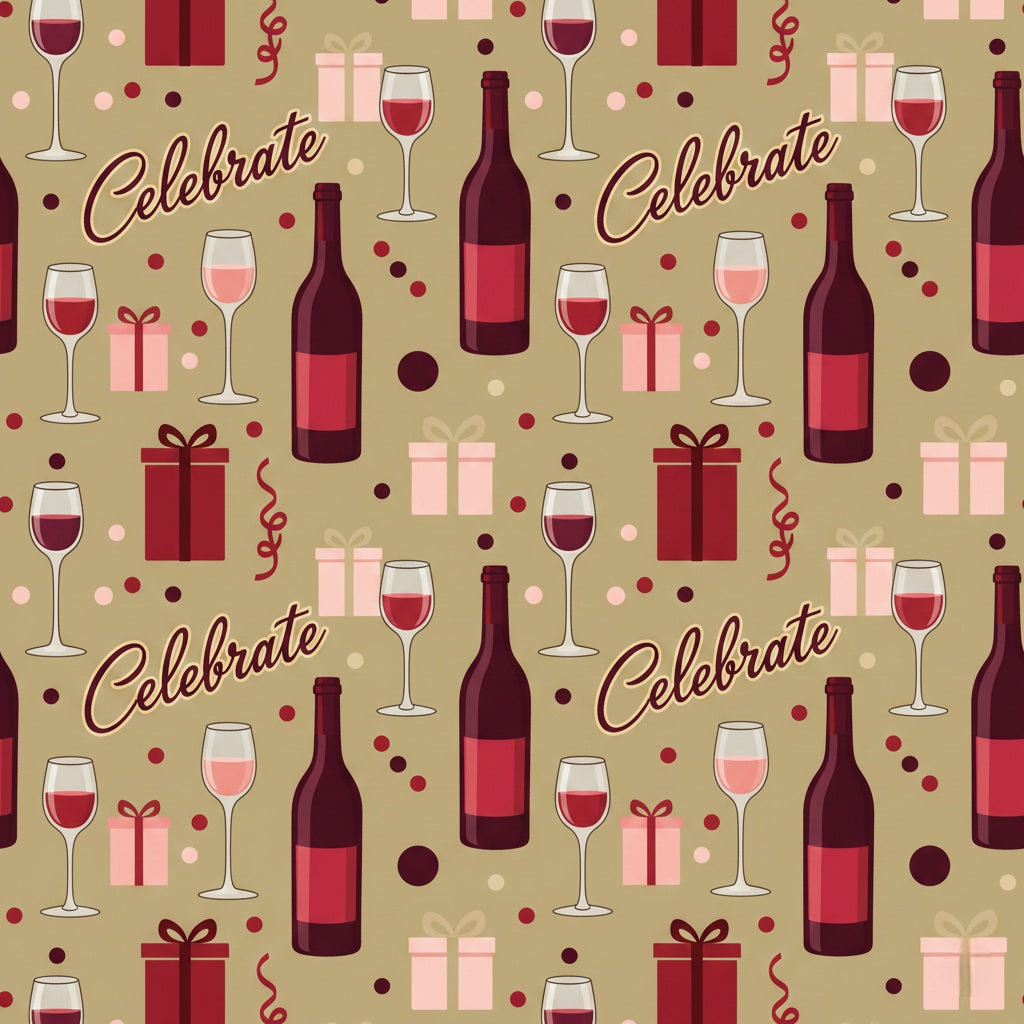 Wrapping Paper — Celebratory Wine & Gifts Pattern
