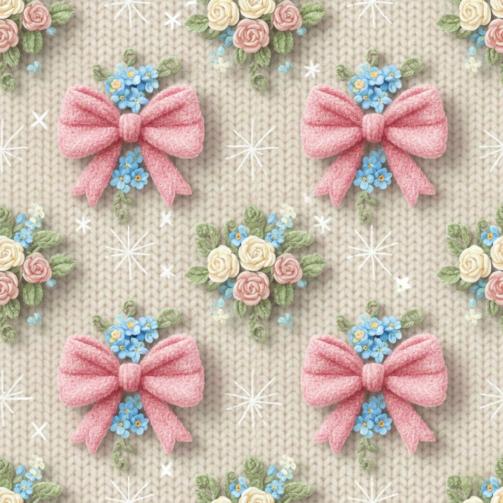 Knit Floral Bow