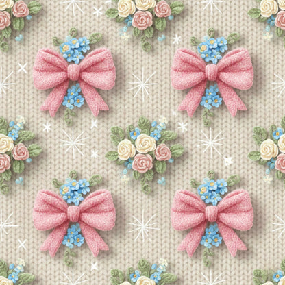 Knit Floral Bow