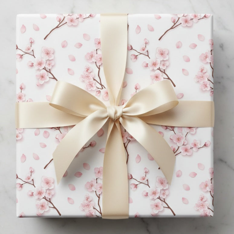 Elegant cherry blossom floral gift wrap for special occasions