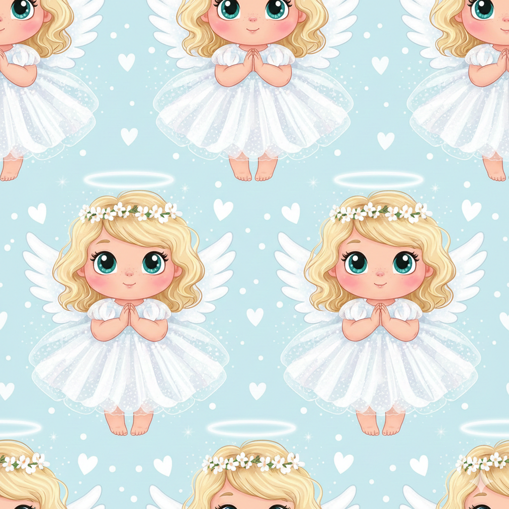 Angel Baby Wrapping Paper — Cute Blue Christening and Baby Shower Gift Wrap