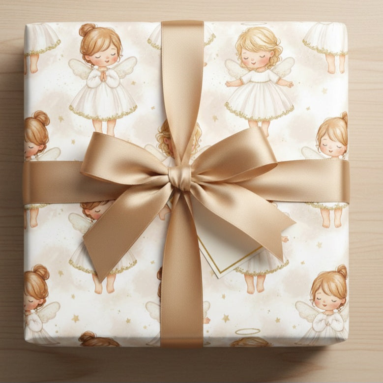 Angel Children Wrapping Paper — Cute Baby Angels Gift Wrap for Christenings & Baby Showers