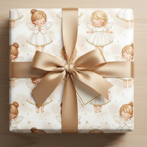 Angel Children Wrapping Paper — Cute Baby Angels Gift Wrap for Christenings & Baby Showers