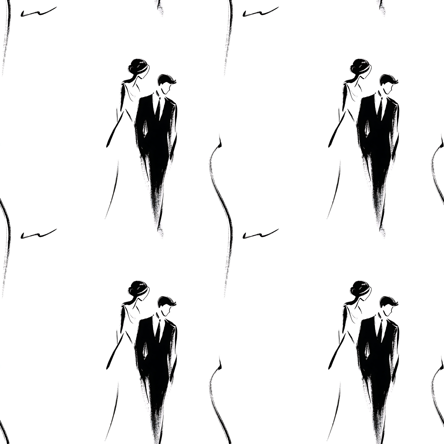 Elegant Bride & Groom Sketch