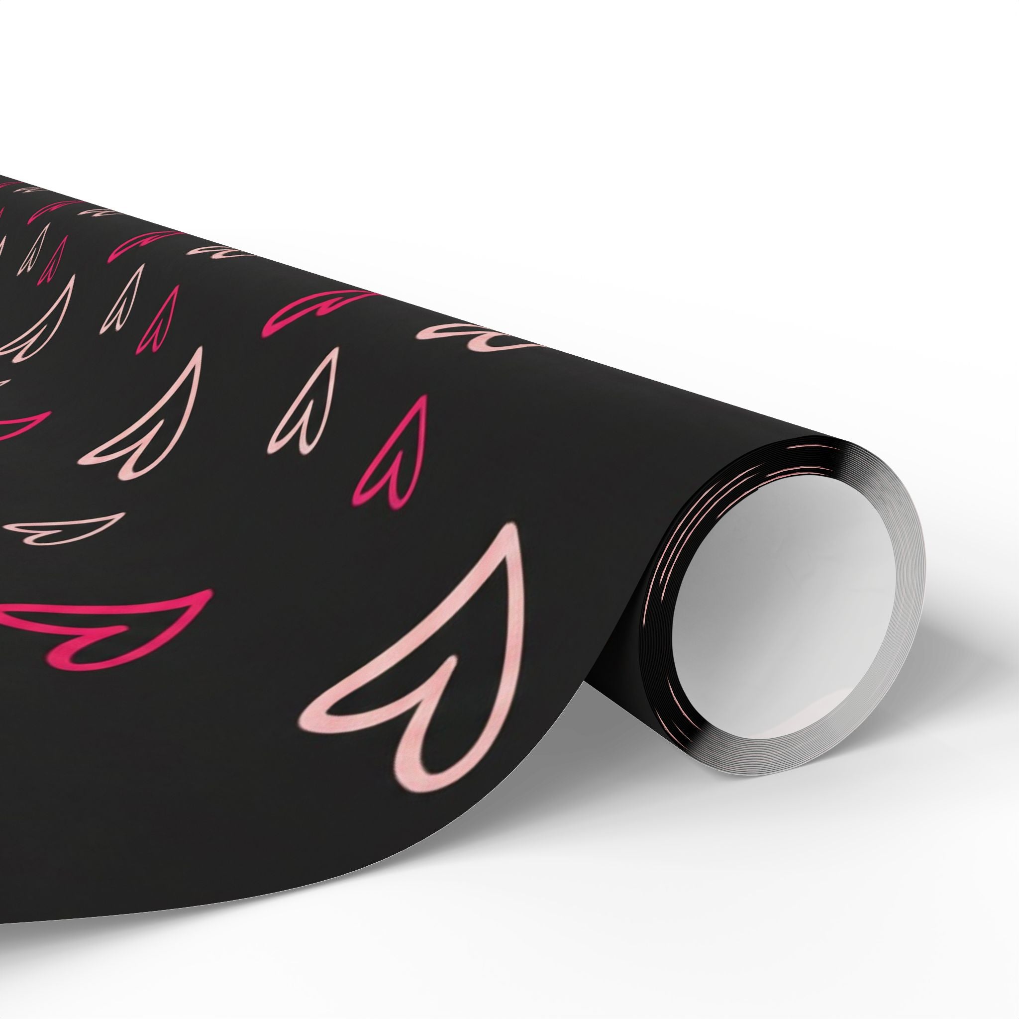 Heart Pattern Wrapping Paper — Black Pink Valentine Gift Wrap