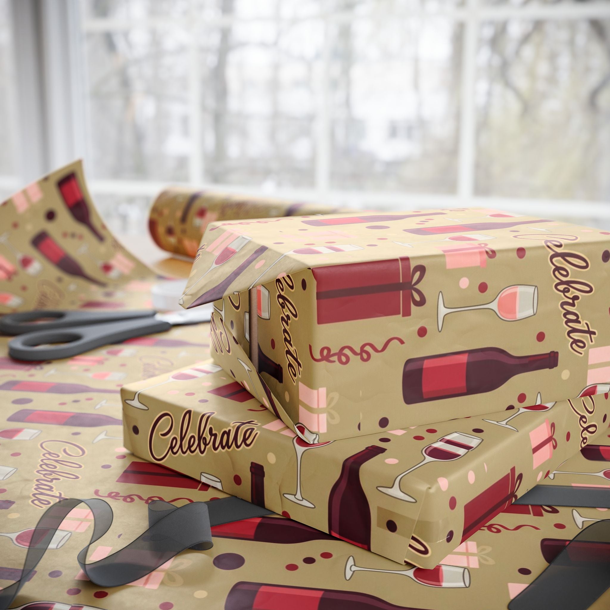 Wrapping Paper — Celebratory Wine & Gifts Pattern