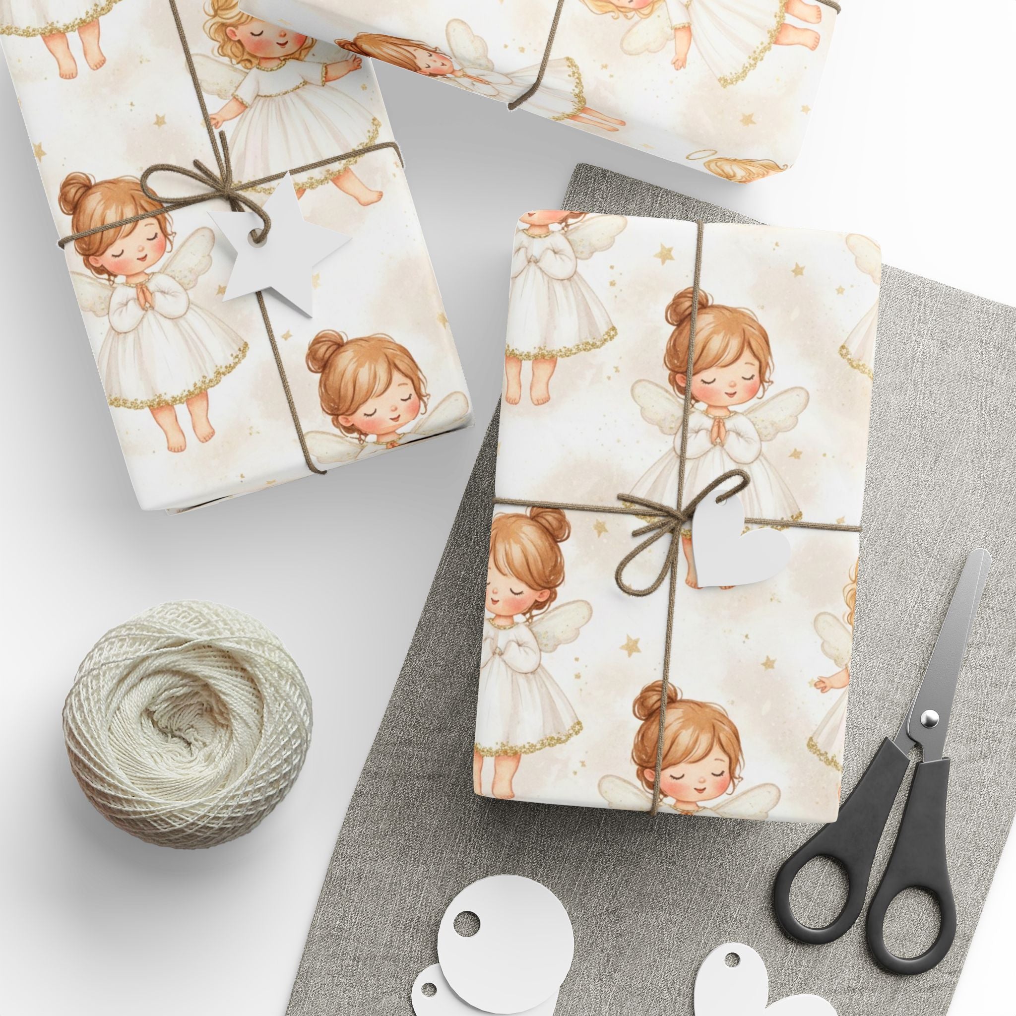 Angel Children Wrapping Paper — Cute Baby Angels Gift Wrap for Christenings & Baby Showers