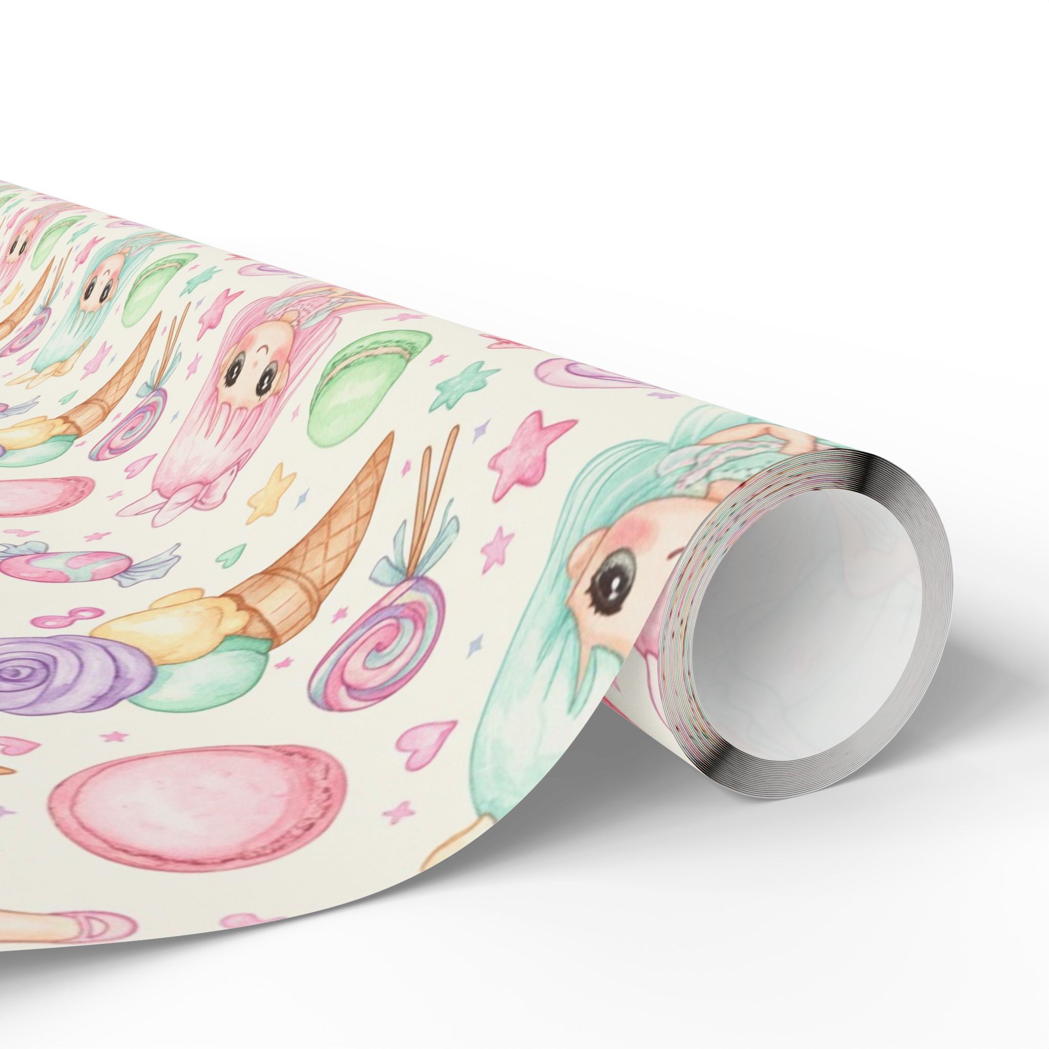 Gift Wrapping Paper, Pastel Candyland Dolls Birthday Present Wrap, Kids Party Supplies, Baby Shower Decoration, Crafting Paper Sheets,