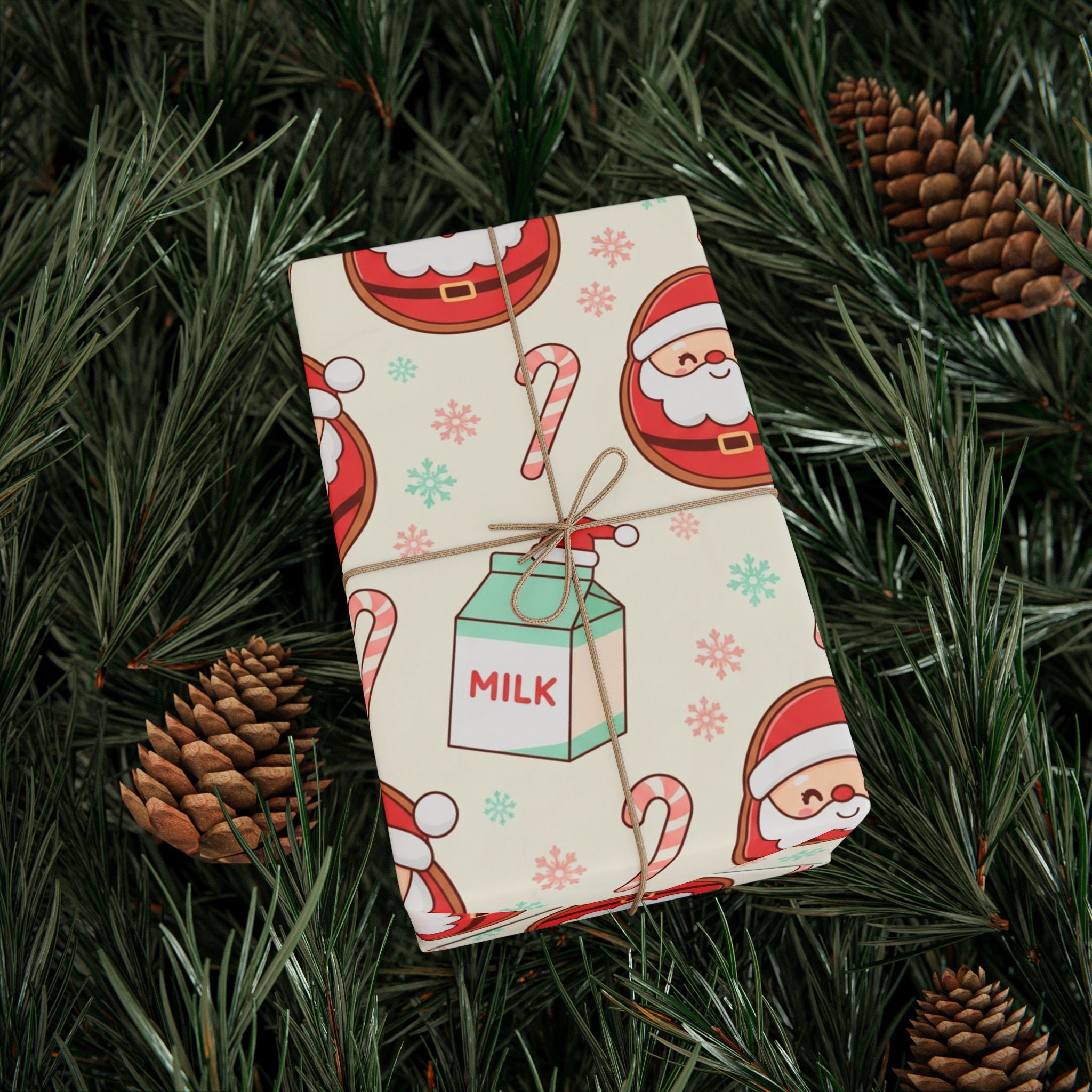 Christmas Cookies & Milk Wrapping Papers - Festive Holiday Gift Wrap, Cartoon Style Design, Cheerful Accents, Fun and Playful Presents