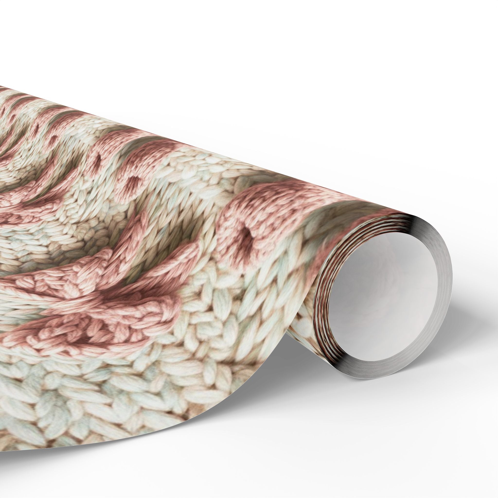 Knit Baby Shower Girl Wrapping Paper | Cozy Cable Knit Print