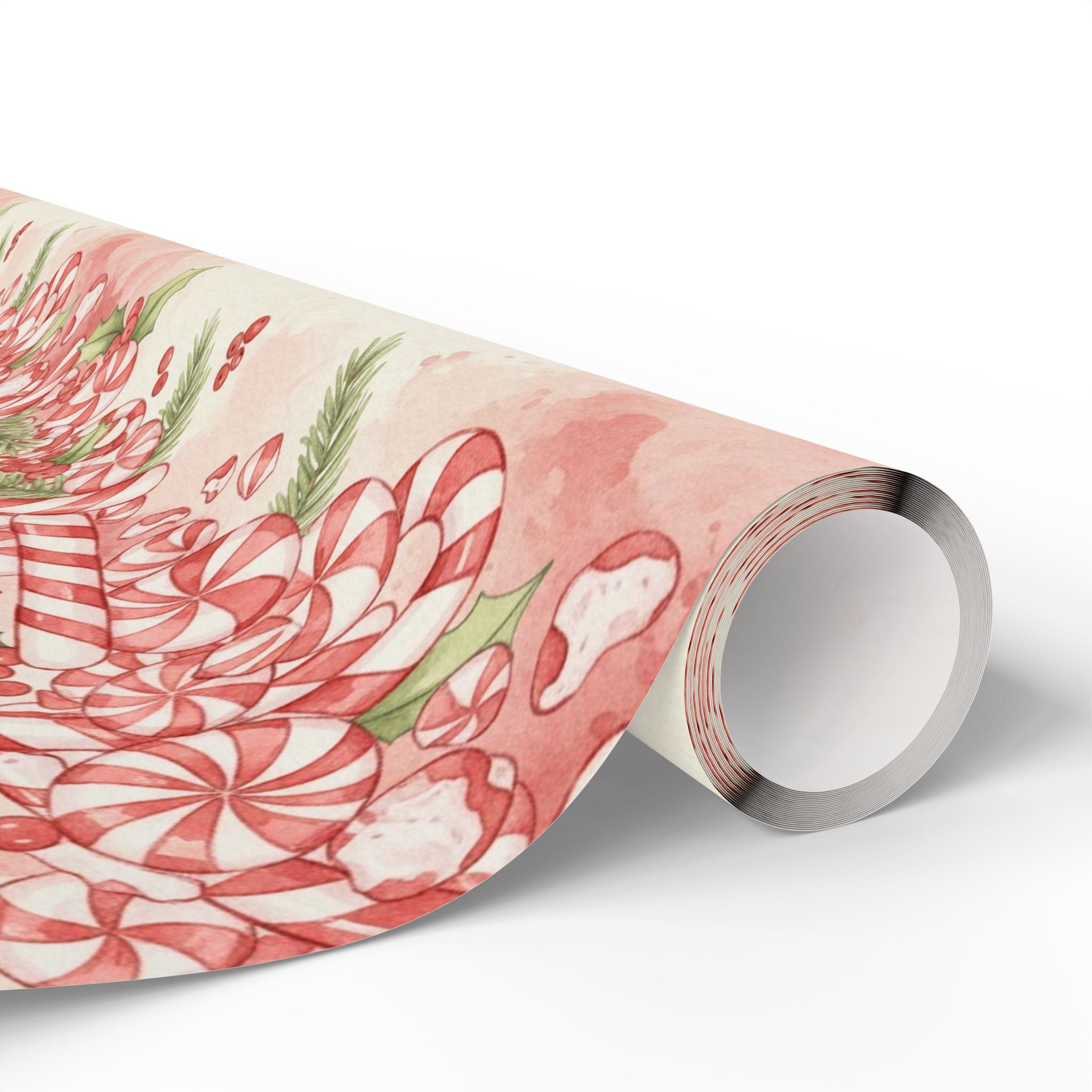 Candy Cane Wreath Wrapping Paper | Holiday Gift Wrap
