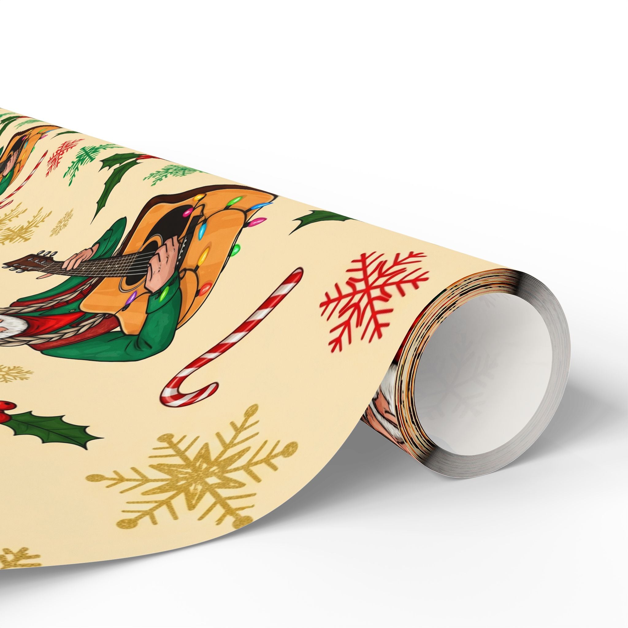 Wrapping Papers, Vintage Cowboy Santa Gift Wrap, Christmas Holiday Decoration, Western Theme, Guitar and Sunglasses, Country Legend, Festive