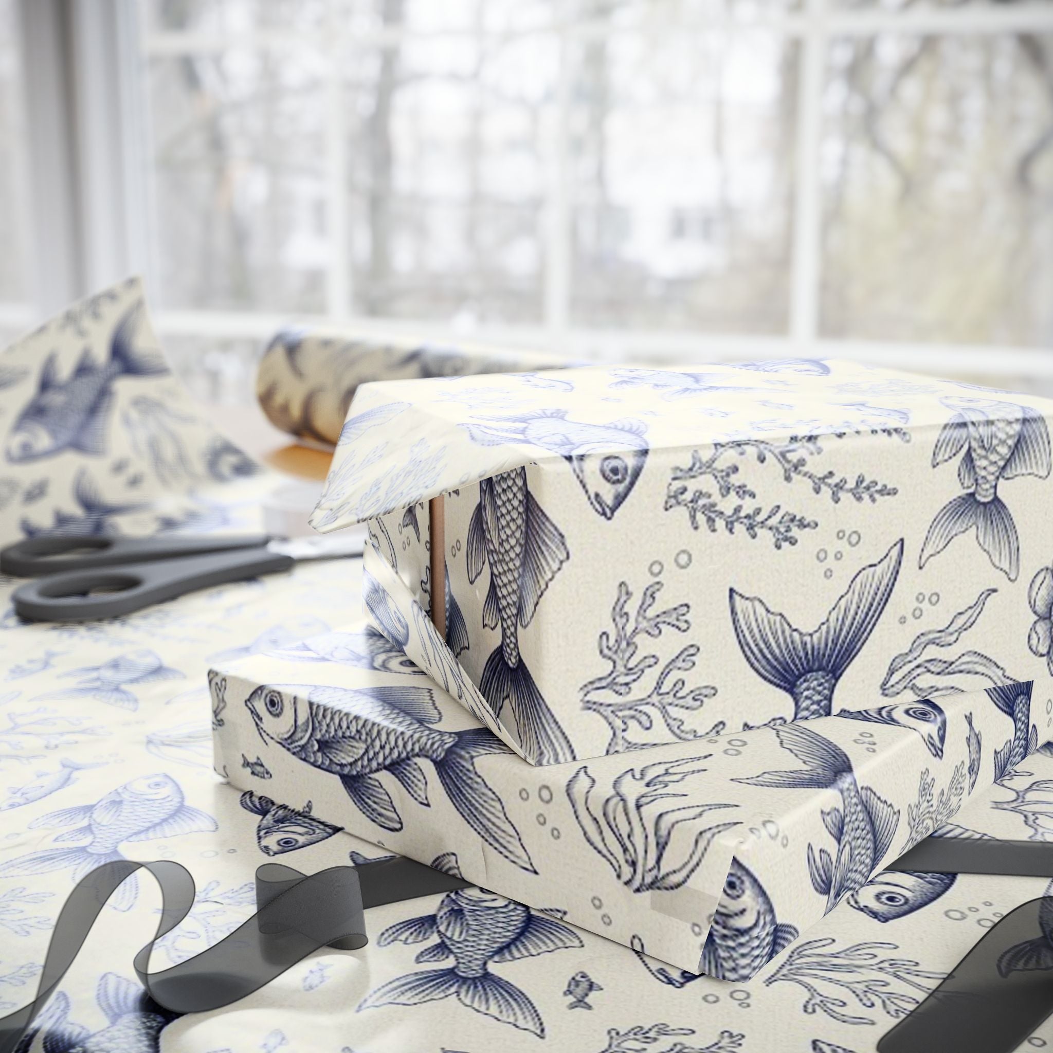 Mens fishing wrapping paper