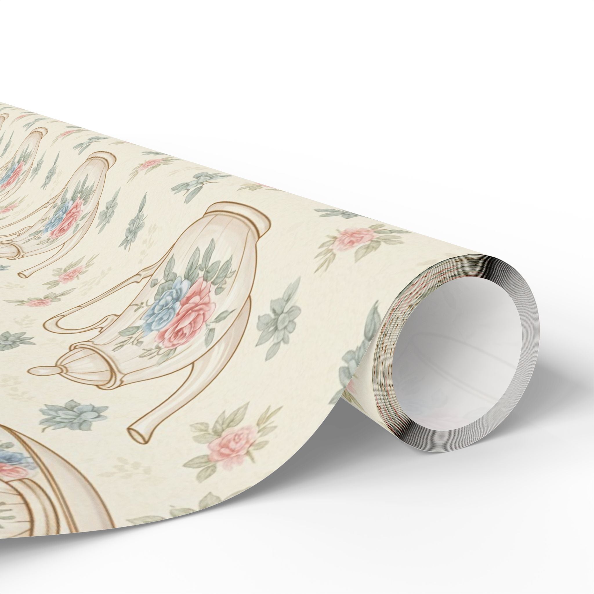 Floral Teapot Pattern Wrapping Paper | Vintage Tea Party Gift Wrap