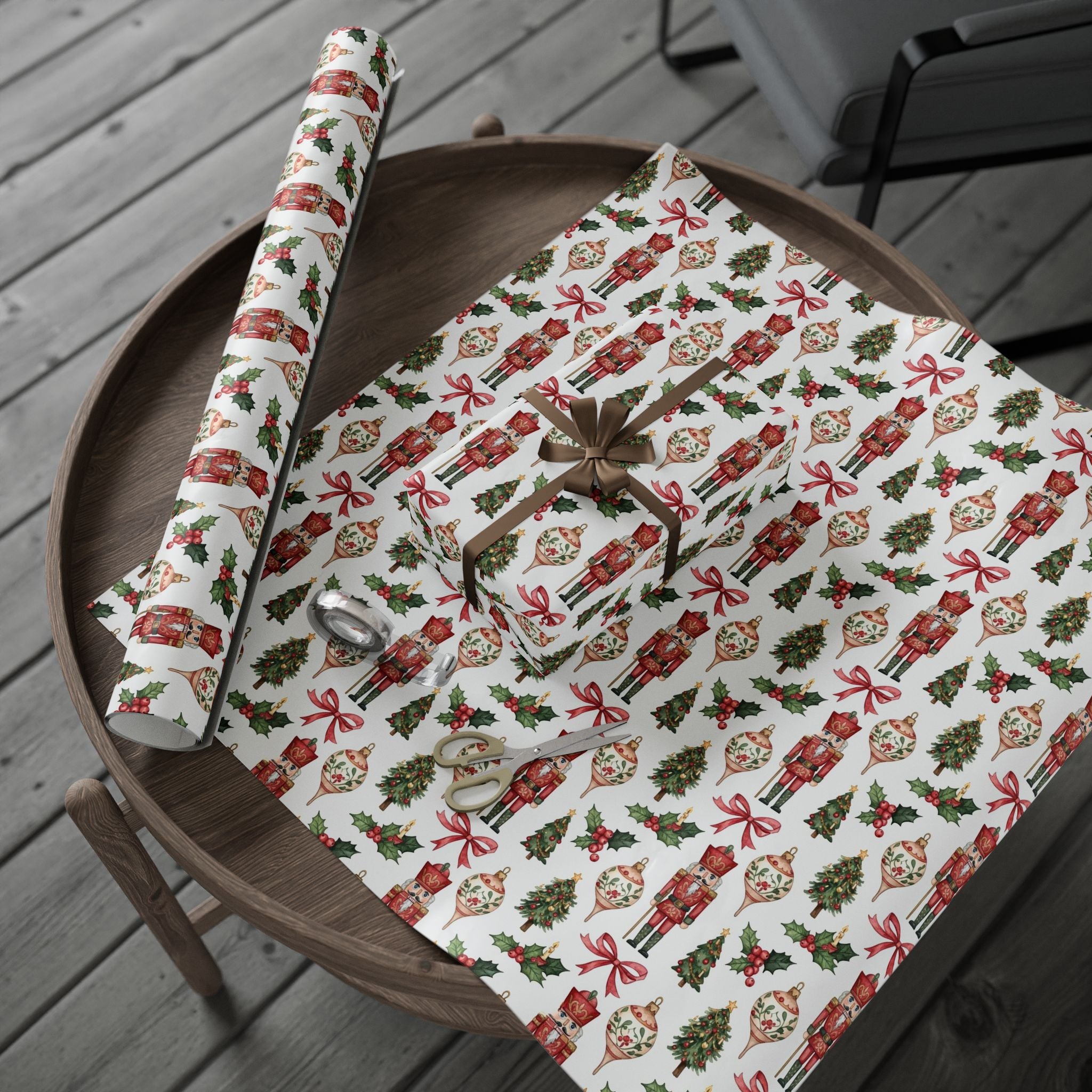 Nutcracker Christmas Wrapping Papers - Elegant Holiday Gift Wrap for Loved Ones, Clients - Classic Nutcrackers, Ornaments Design, Festive