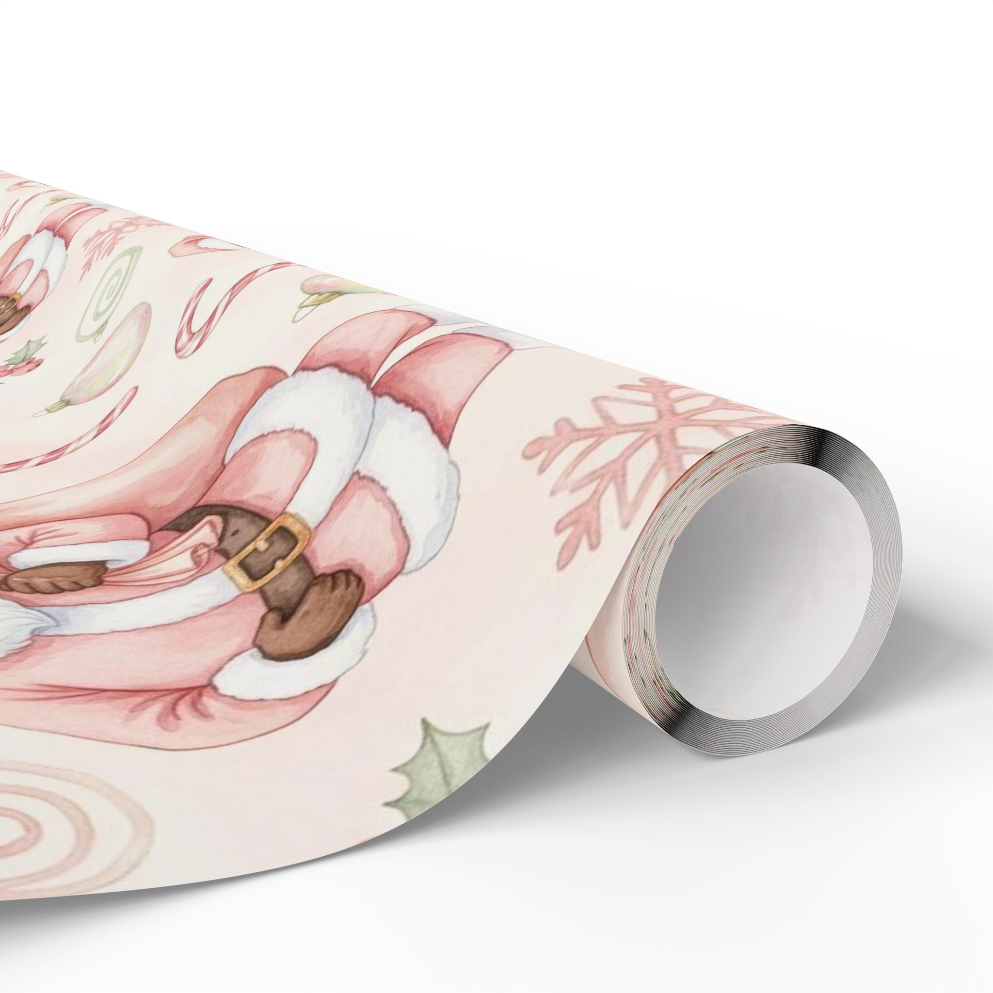 Pink Black Santa Wrapping Paper | African American Santa Gift Wrap | Girly Christmas Paper | Modern Holiday Decor | Festive Pastel Xmas Wrap