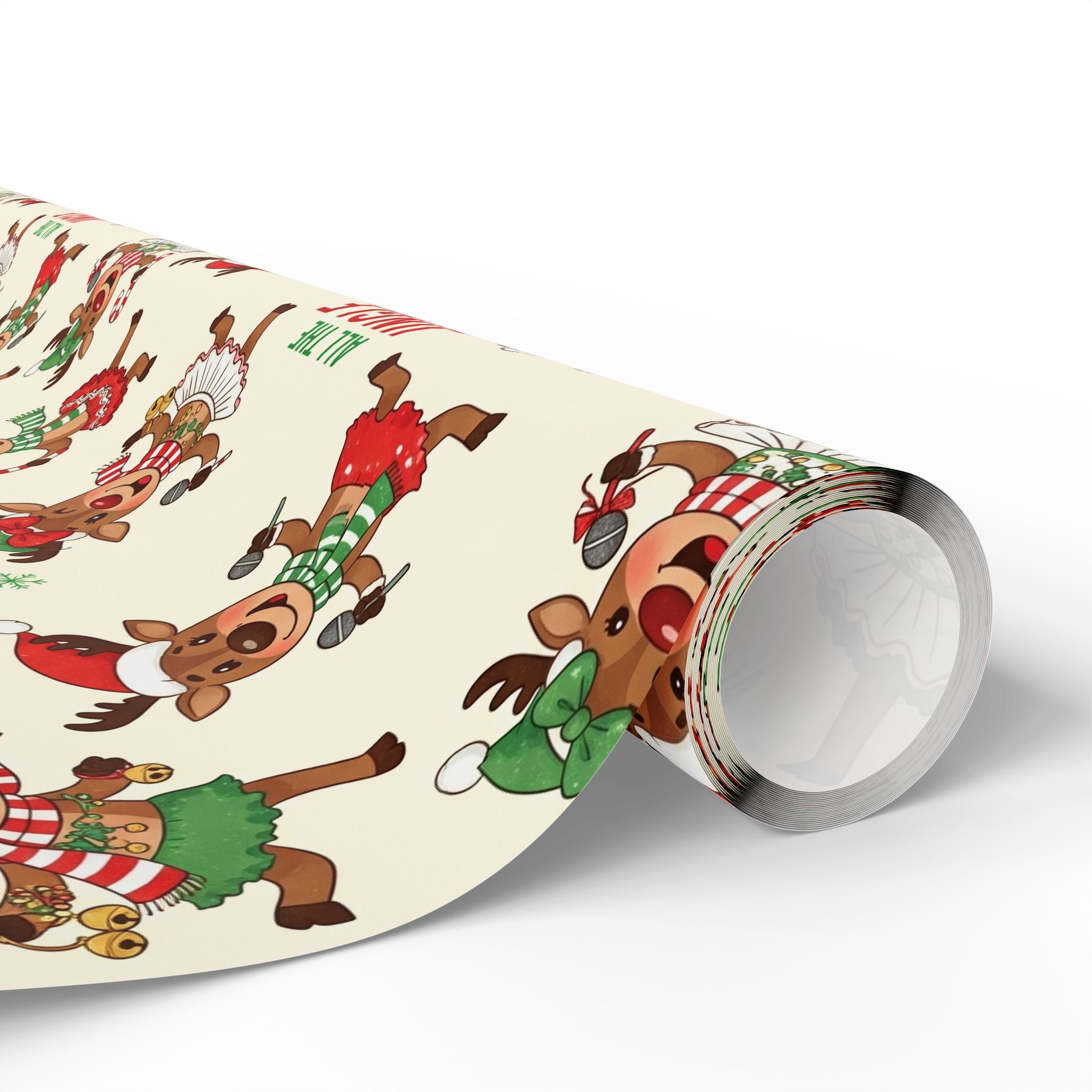 All the Jingle Ladies Wrapping Paper, Funny Singing & Dancing Reindeer Christmas Gift Wrap, Cute Holiday Packaging, Novelty Xmas Paper