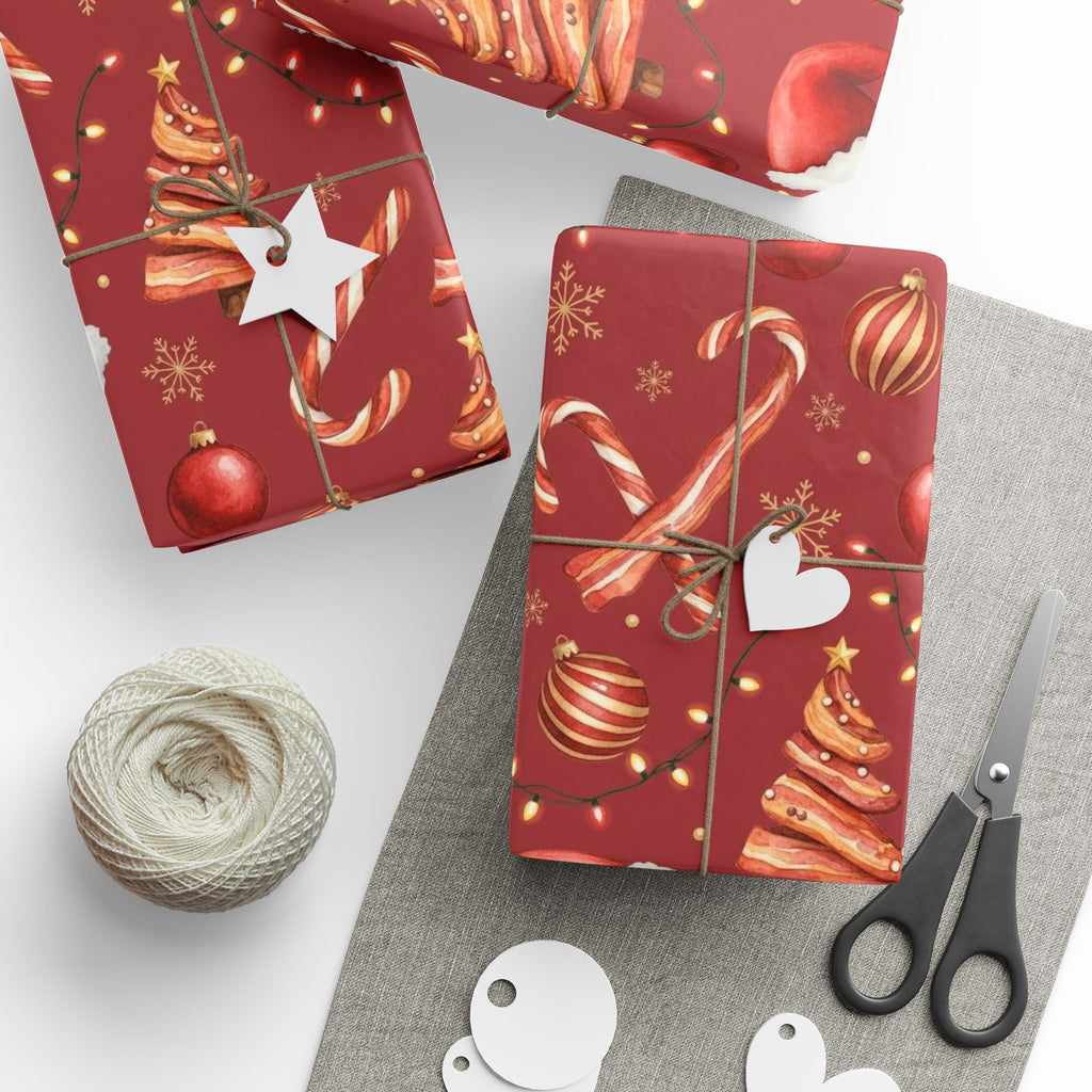 Funny Bacon Christmas Wrapping Paper | Cute Holiday Gift Wrap | Foodie Xmas Paper | Festive Breakfast Theme | Humorous Holiday Wrap