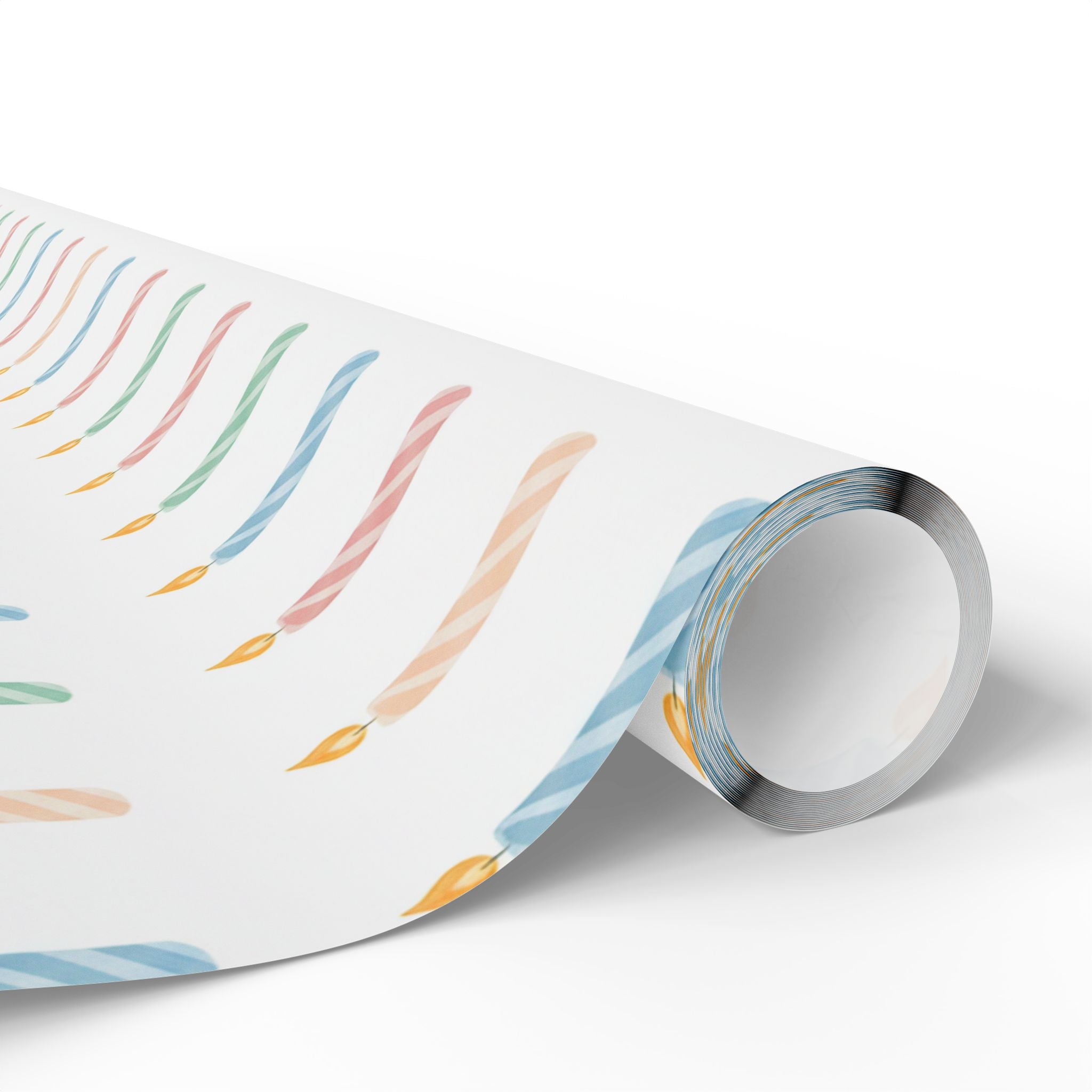Wrapping Paper — Pastel Twisted Candles Pattern, Birthday Gift Wrap