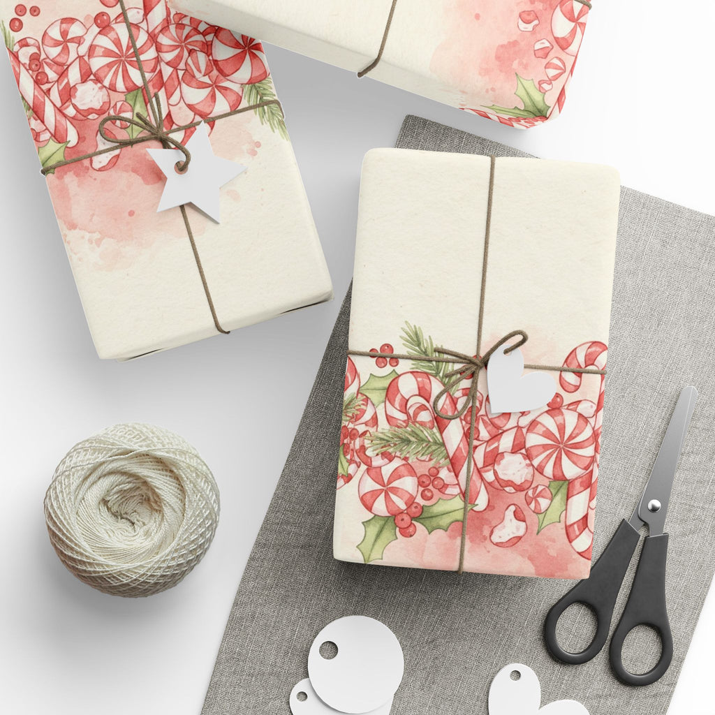 Candy Cane Wreath Wrapping Paper | Holiday Gift Wrap