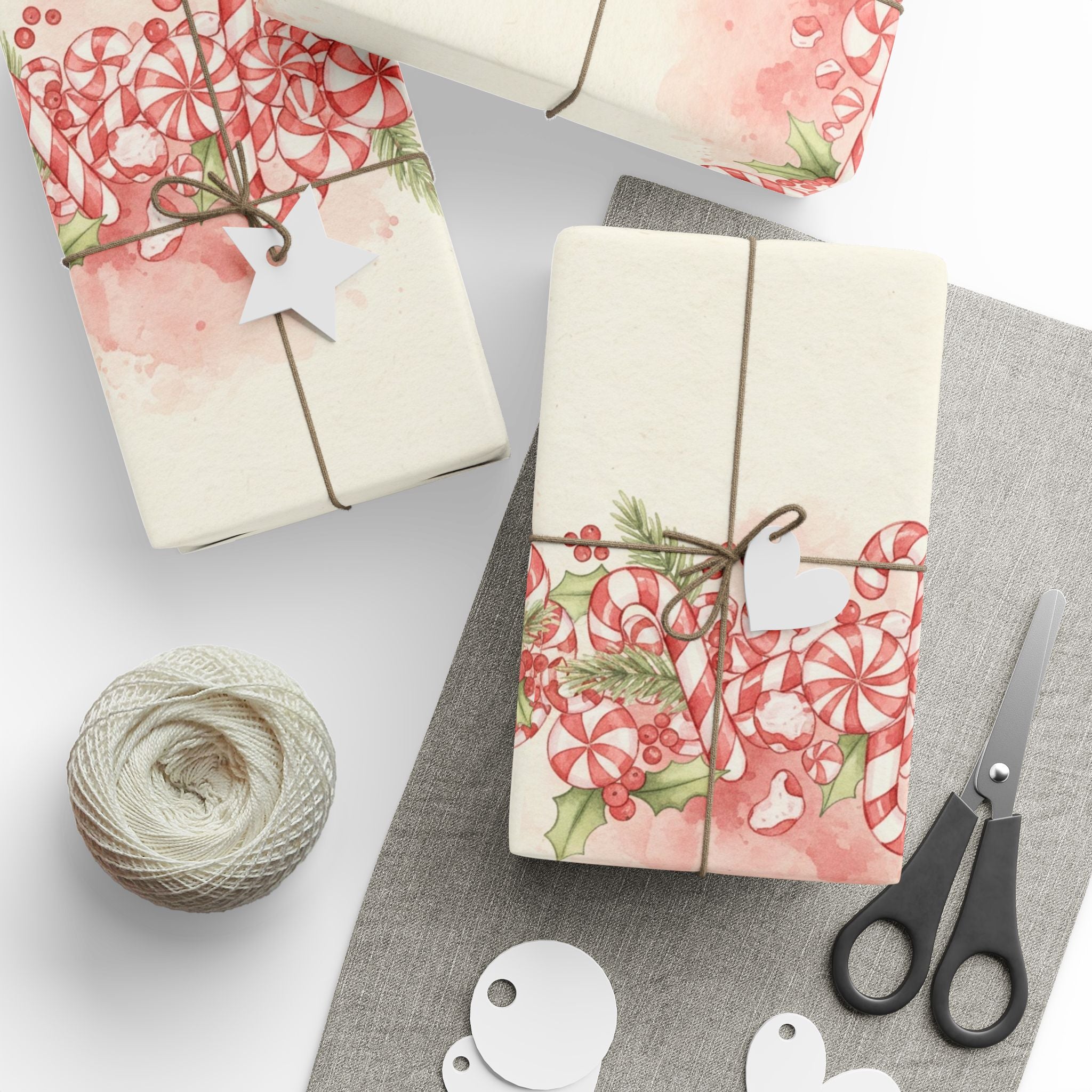 Candy Cane Wreath Wrapping Paper | Holiday Gift Wrap