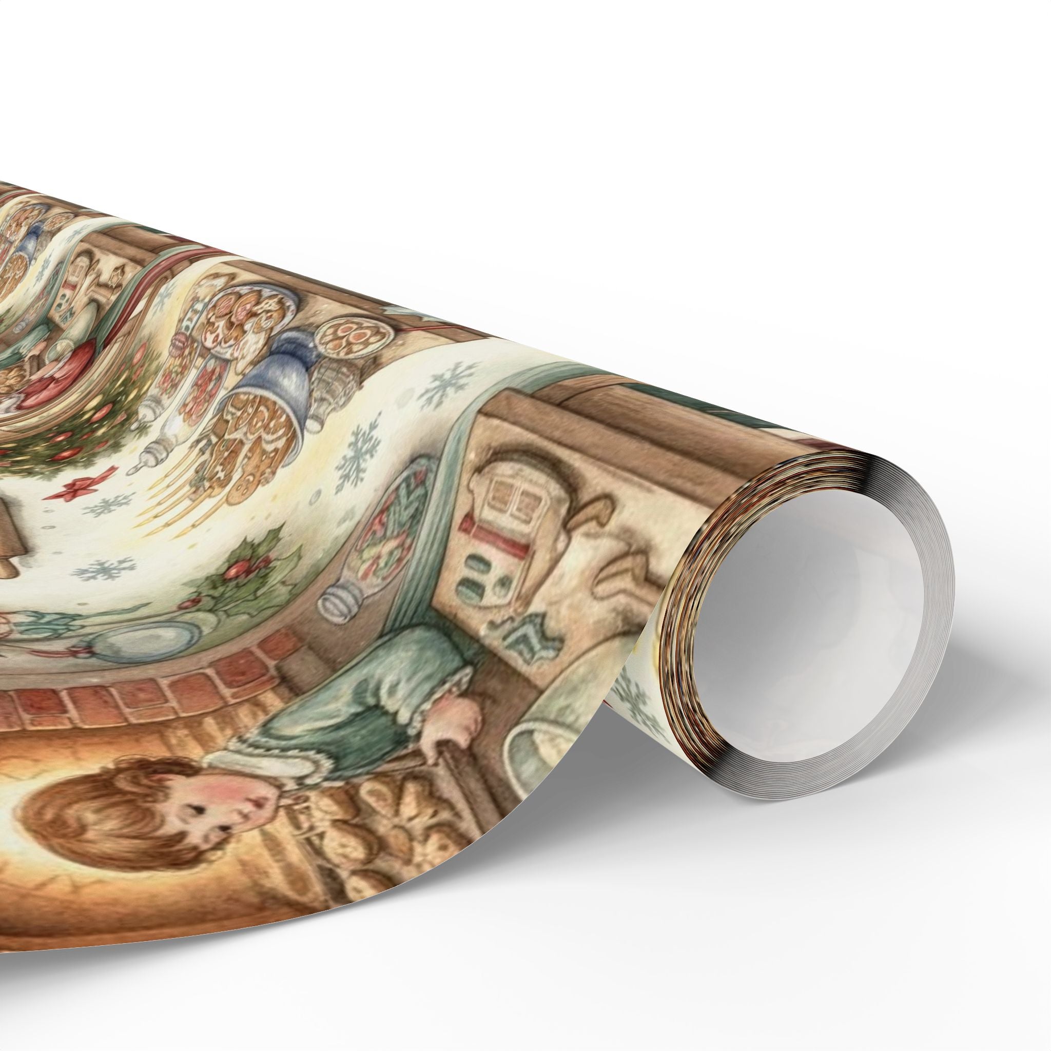 Vintage Kids Baking Cookies Wrapping Paper | Cute Christmas Gift Wrap | Retro Holiday Kitchen Theme | Nostalgic Xmas Paper | Festive Decor