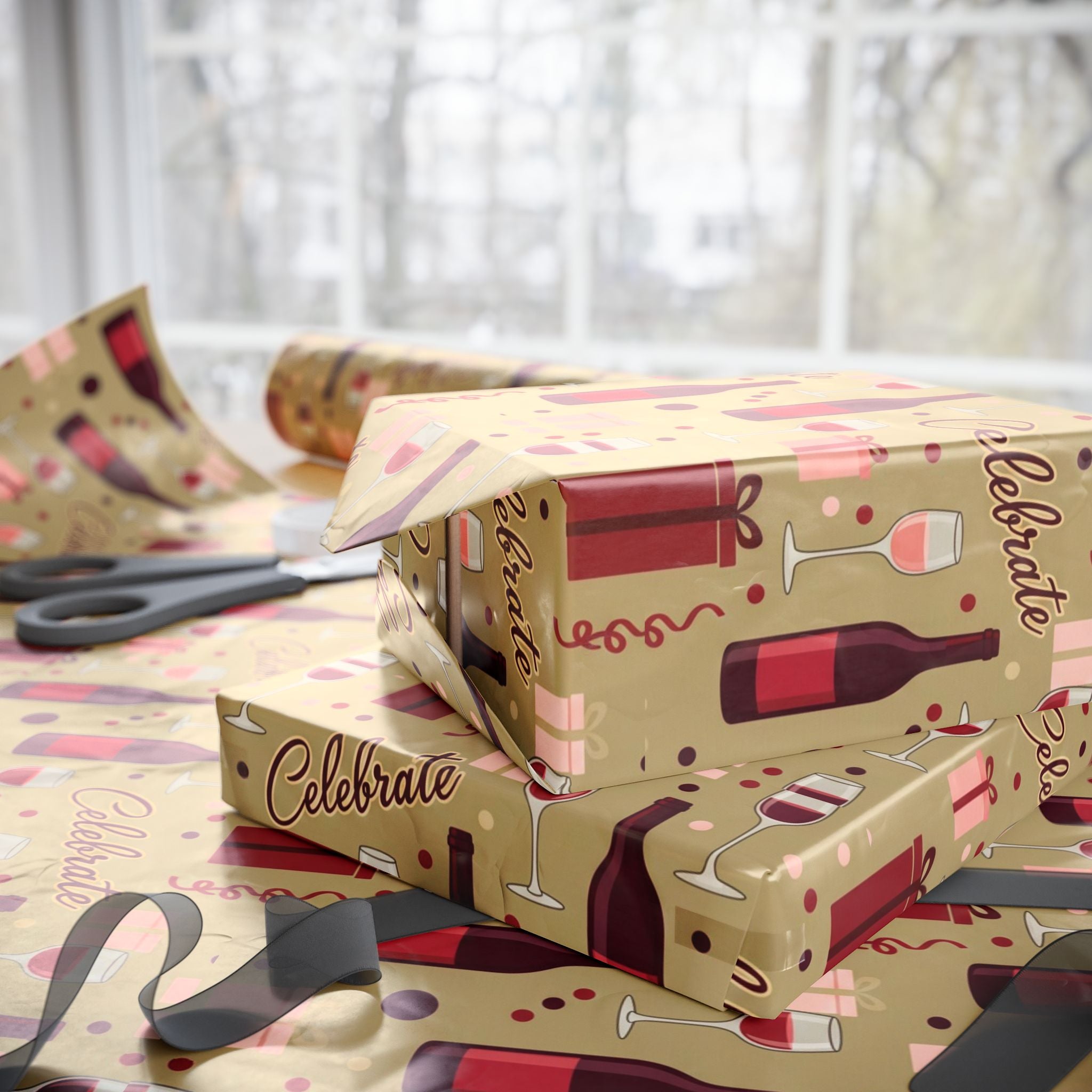Wrapping Paper — Celebratory Wine & Gifts Pattern