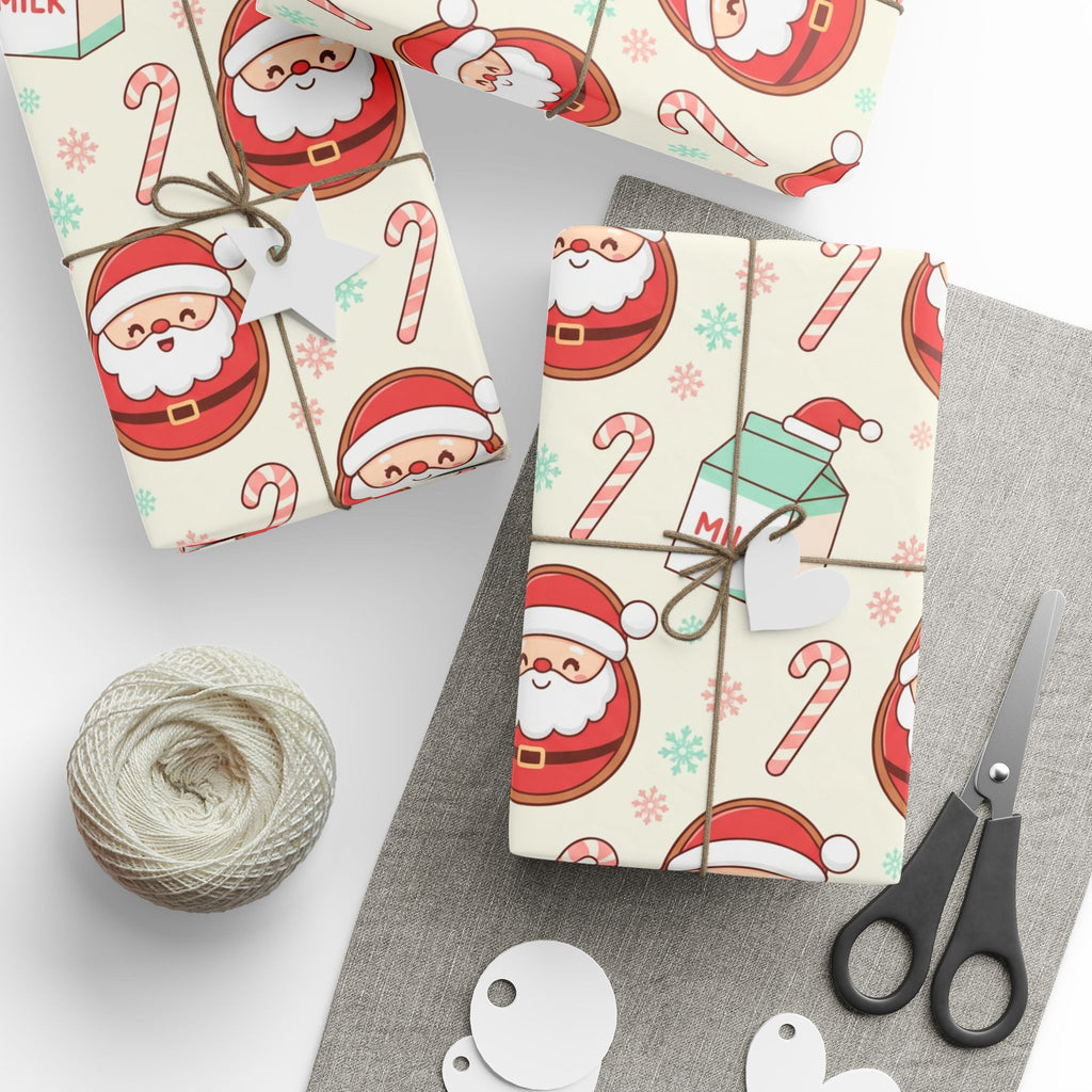 Christmas Cookies & Milk Wrapping Papers - Festive Holiday Gift Wrap, Cartoon Style Design, Cheerful Accents, Fun and Playful Presents