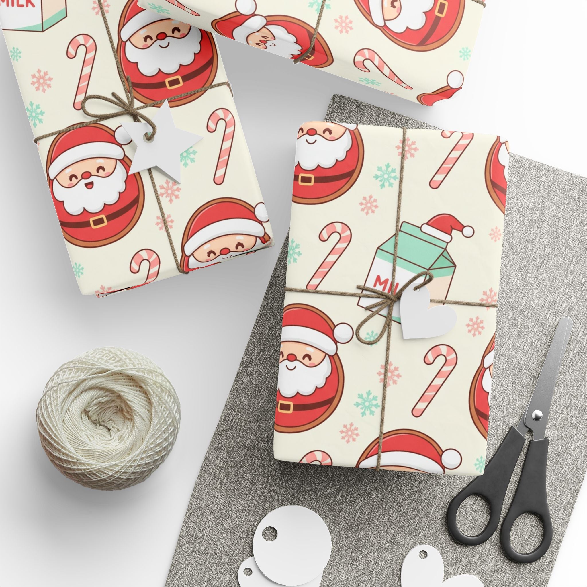 Christmas Cookies & Milk Wrapping Papers - Festive Holiday Gift Wrap, Cartoon Style Design, Cheerful Accents, Fun and Playful Presents