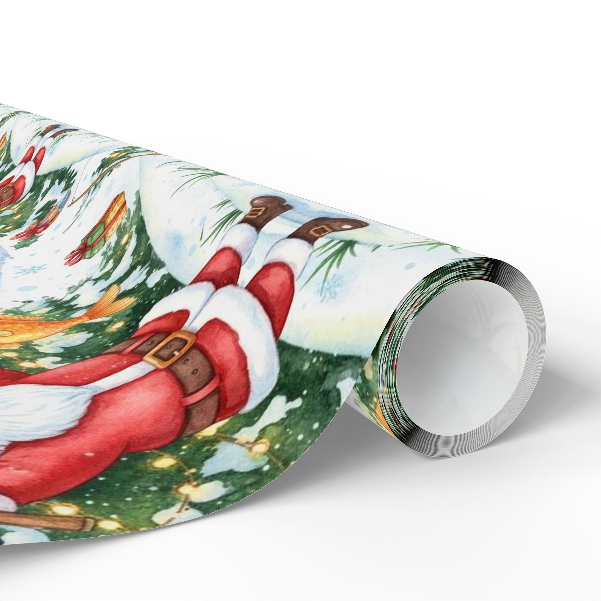 Santa Fishing Wrapping Paper | Funny Christmas Gift Wrap | Holiday Paper for Fishermen | Santa Catching Fish | Outdoor Xmas Gift Wrap
