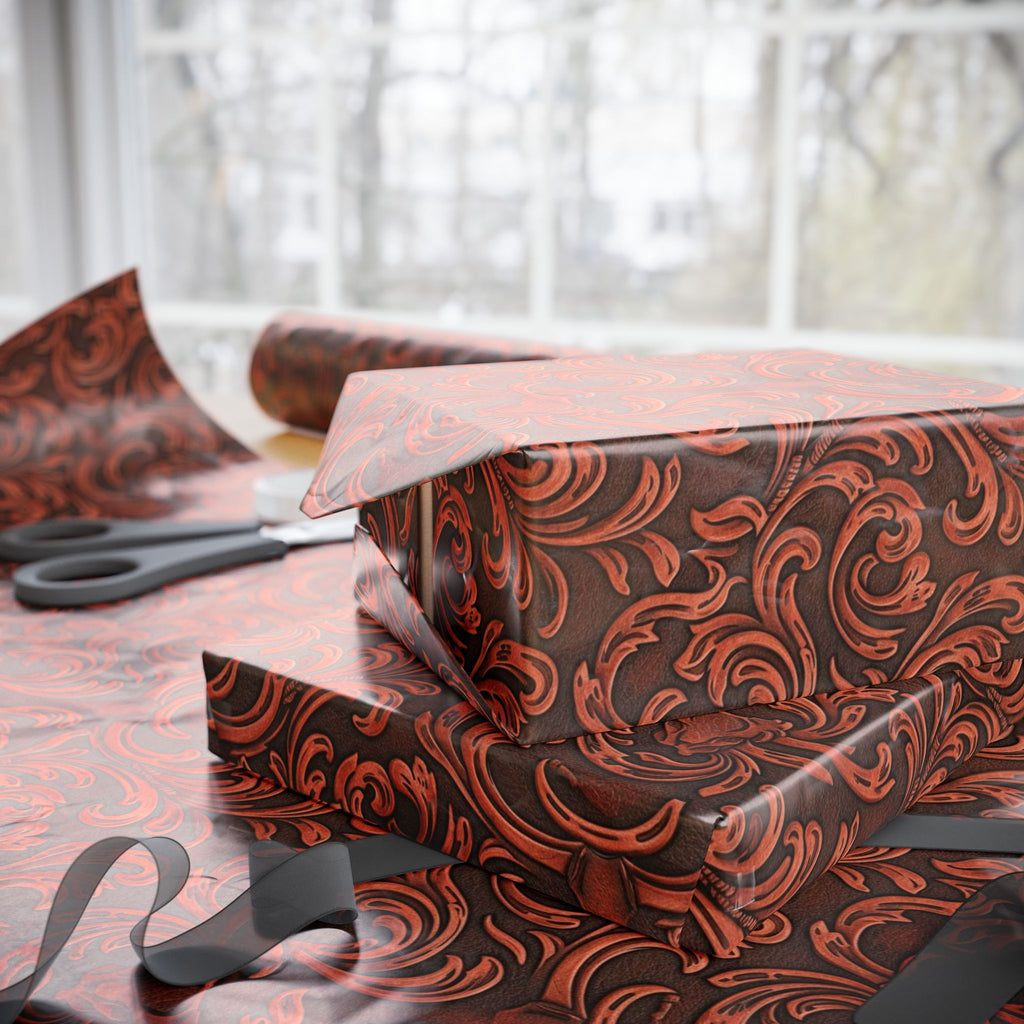 Leather Swirl Paisley Wrapping Paper | Decorative Gift Wrap Roll