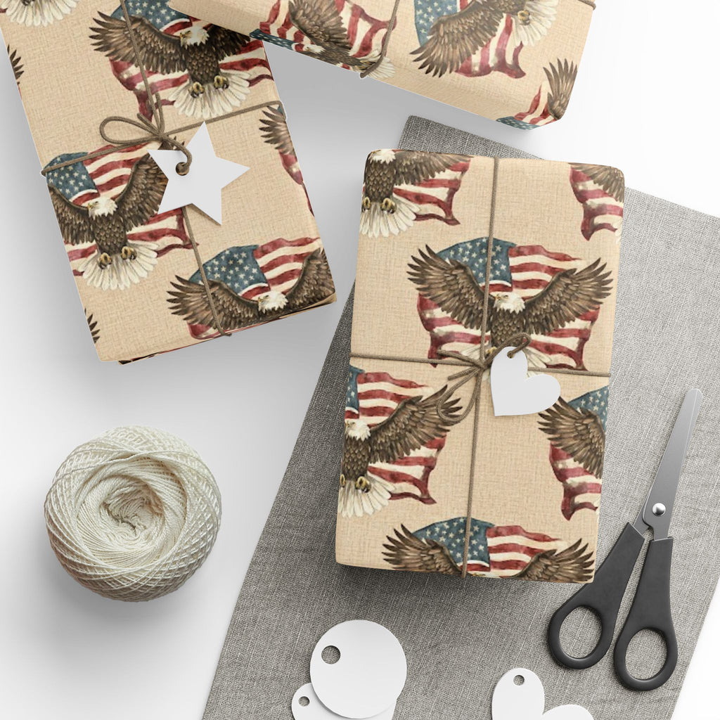 American Flag Eagle Wrapping Papers | Patriotic Bald Eagle Pattern