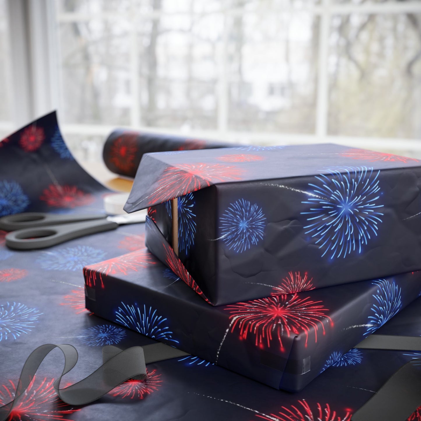 Red and Blue Fireworks