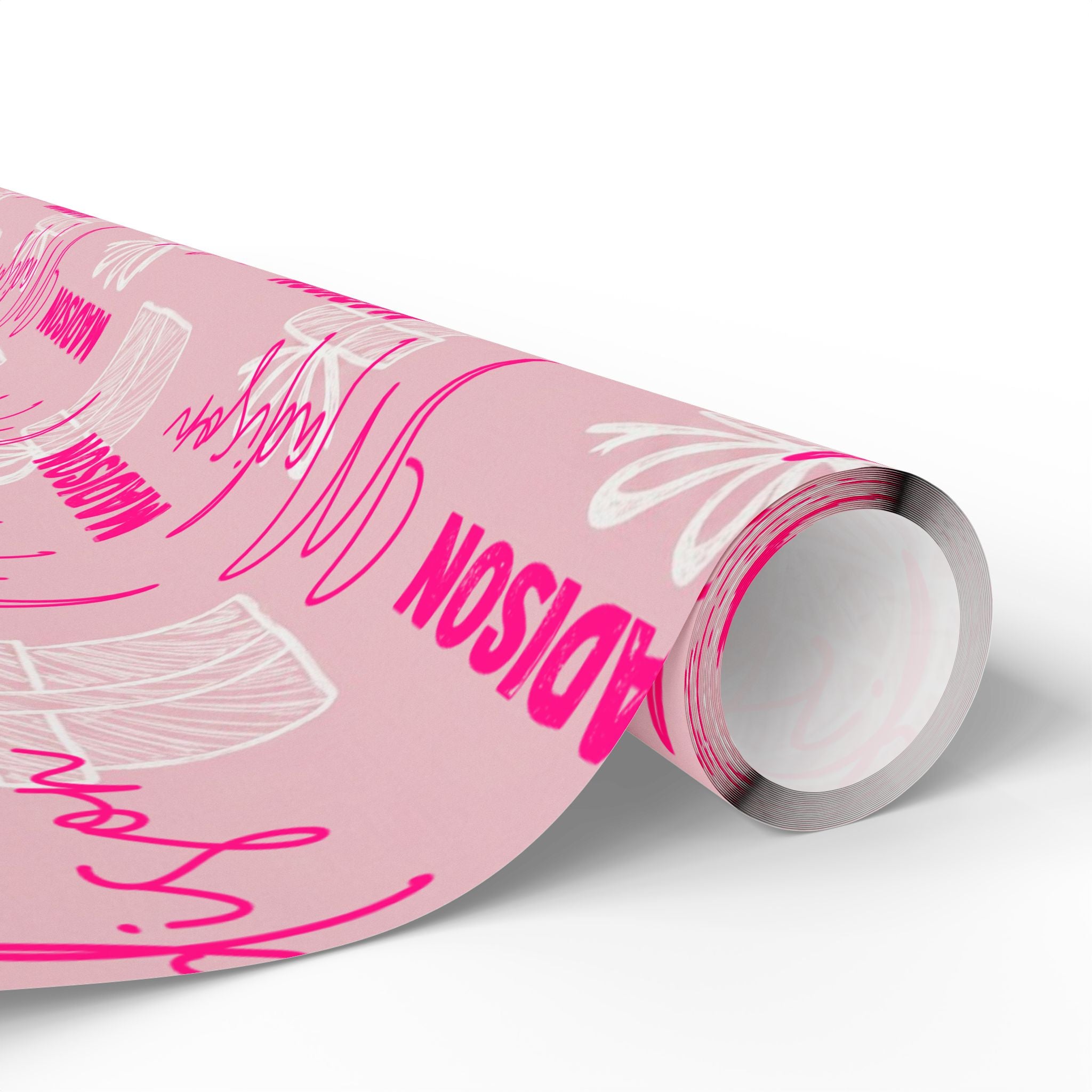Personalized Pink Name Birthday Wrapping Paper — Custom Name Gift Wrap for Birthdays & Baby Showers