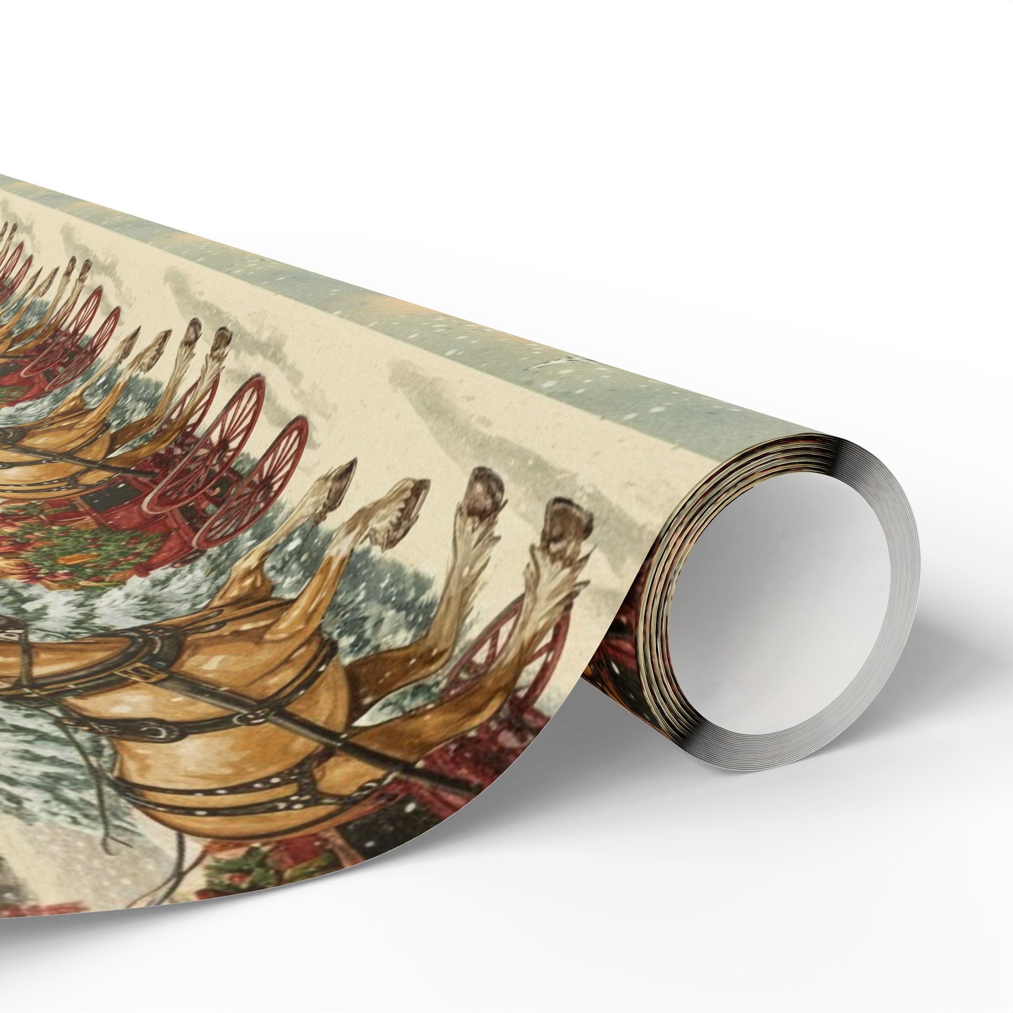 Vintage Clydesdale Horses Christmas Wrapping Paper | Winter Farm Scene Gift Wrap | Rustic Holiday Horse Wagon
