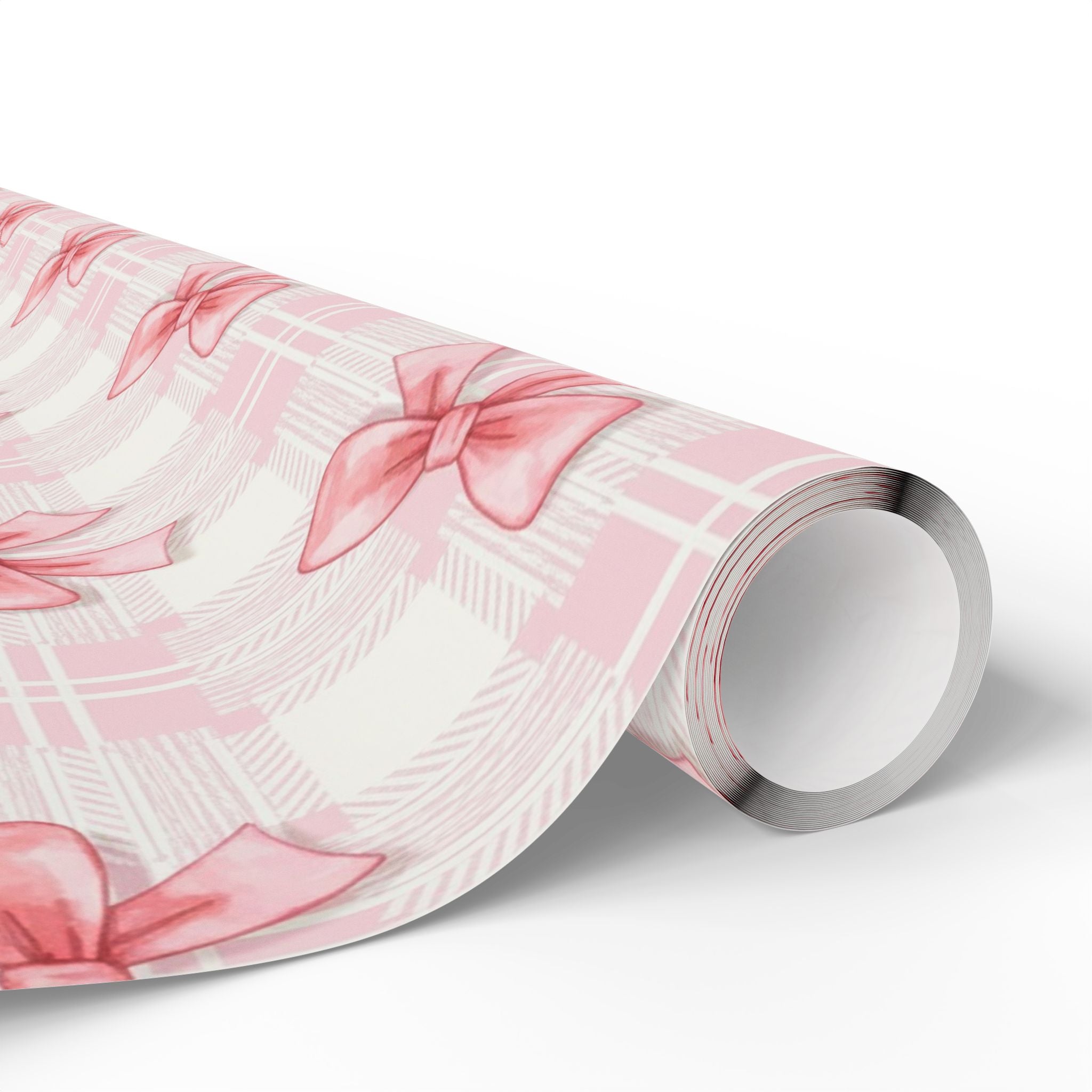 Pink Bow Wrapping Paper, Gift Wrap for Birthdays, Holidays, Bridal Showers, Baby Showers, and More