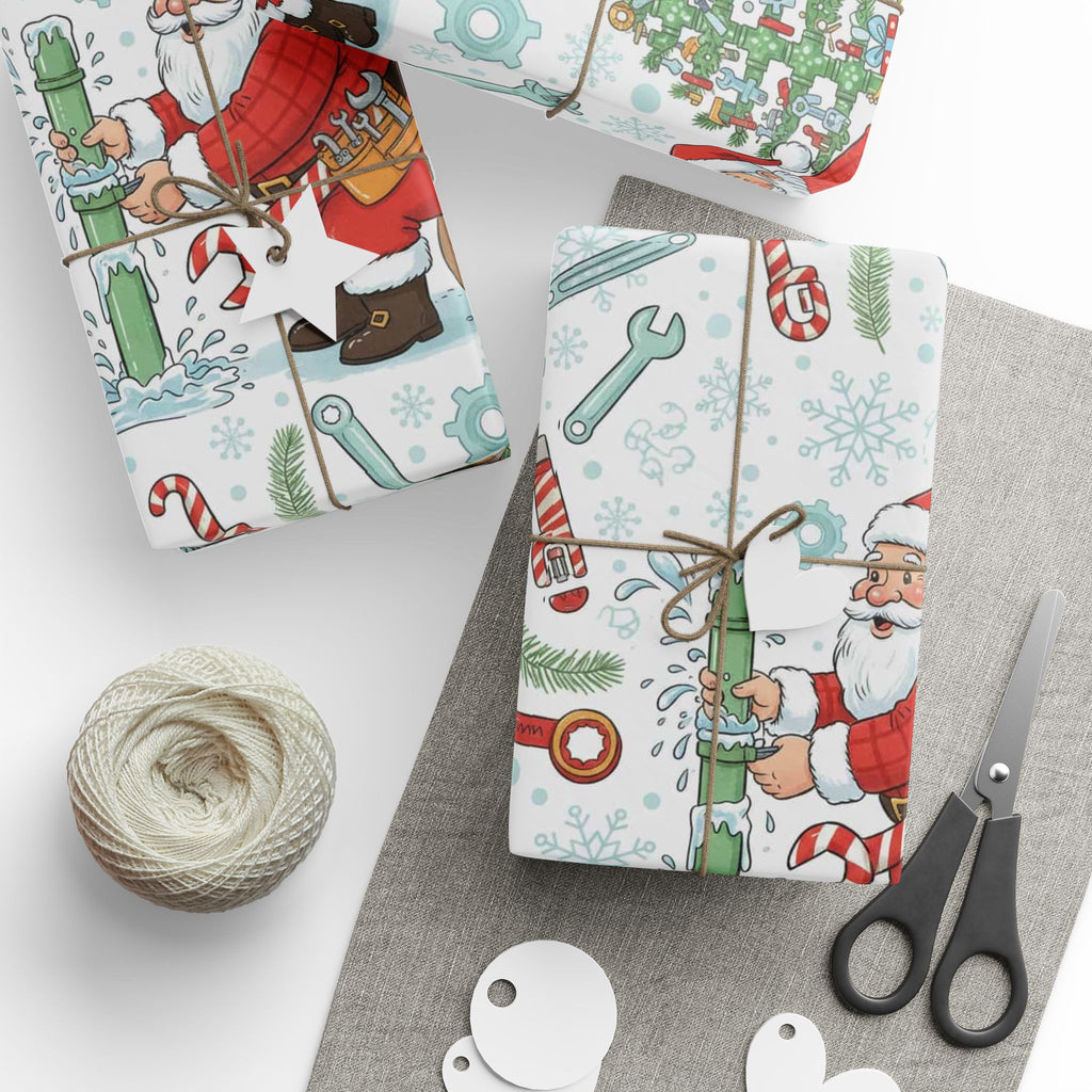 Funny Plumber Santa Wrapping Paper | Hilarious Christmas Gift Wrap for Plumbers | Gag Gift for Him | Plumbing Humor Holiday Paper
