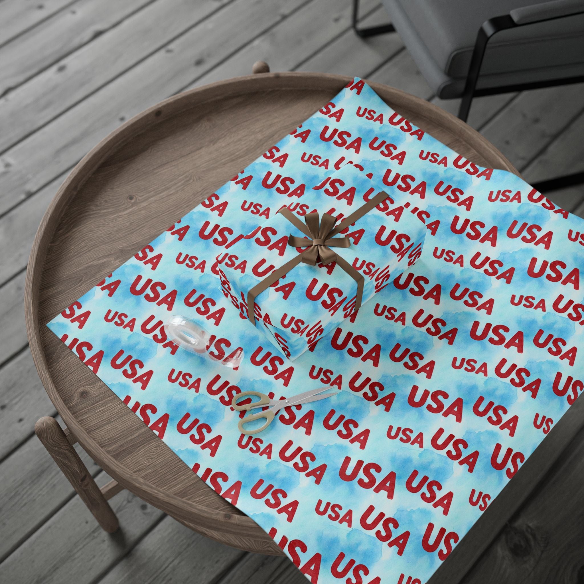USA Pattern Wrapping Paper | Patriotic Red Blue Gift Wrap