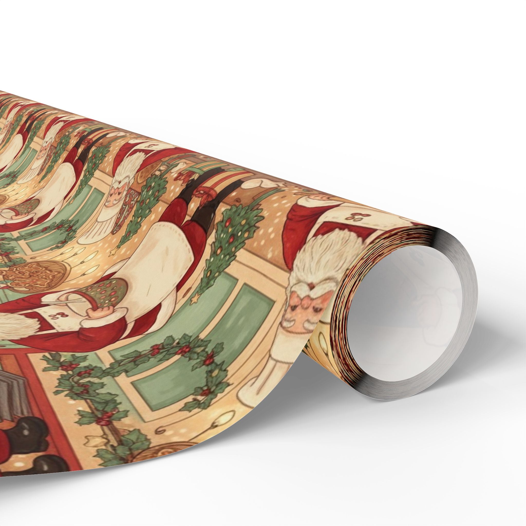 Vintage Santa Baking Wrapping Paper, Christmas Kitchen Decor, Retro Holiday Gift Wrap, Festive Sweetness, Old-Fashioned Santas