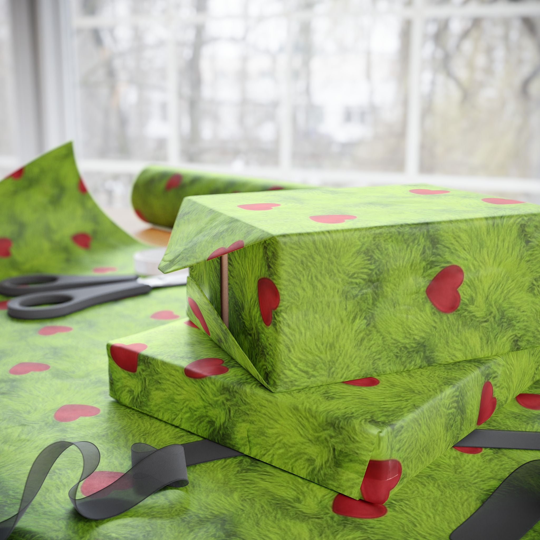 Grinch Pattern Wrapping Paper, Christmas Gift Wrap, Holiday Present Packaging, Festive Gift Wrap Roll, Green Gift Wrap Paper Roll, Christmas