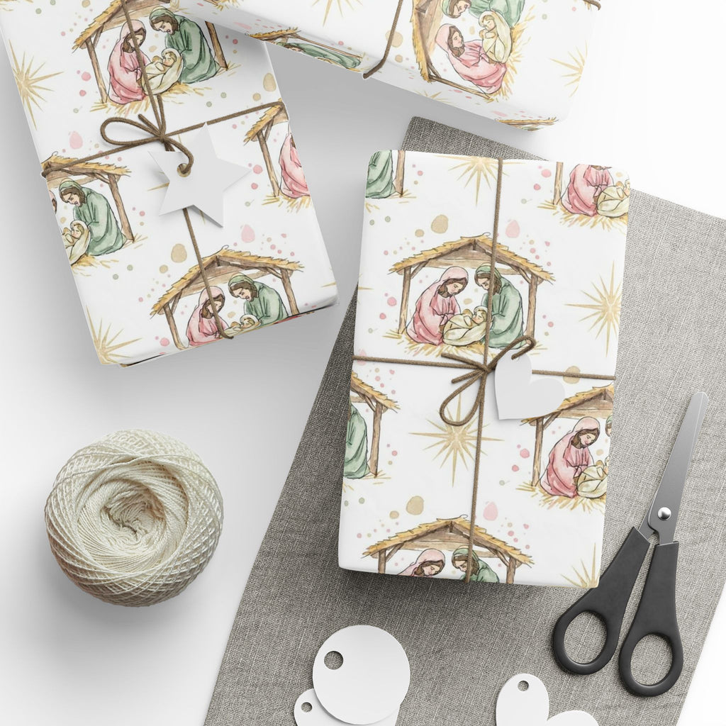 Nativity Scene Wrapping Paper | Holy Family Christmas Gift Wrap | Religious Christmas Paper | Manger Scene | Faith-Based Holiday Decor