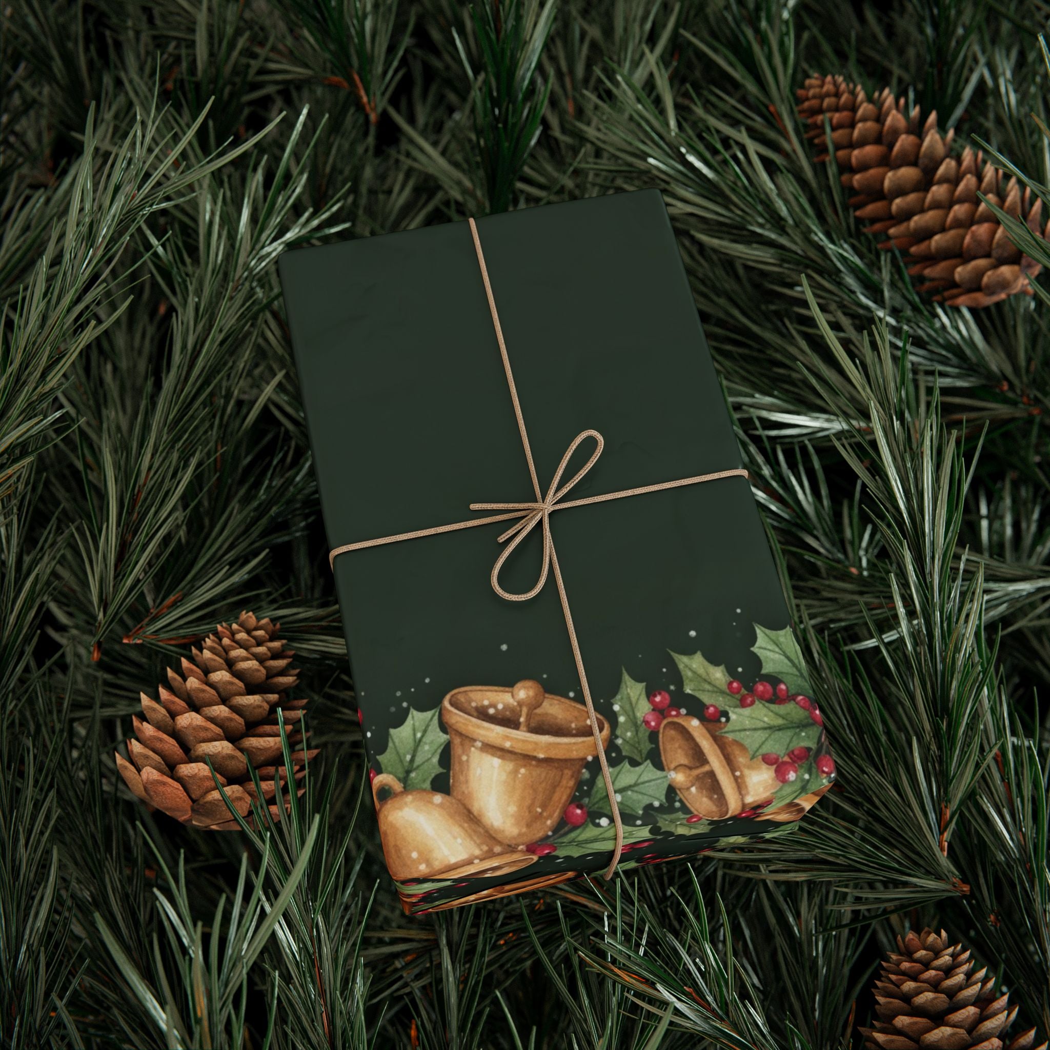 Holiday Bells and Holly Wrapping Papers | Christmas Gift Wrap Roll