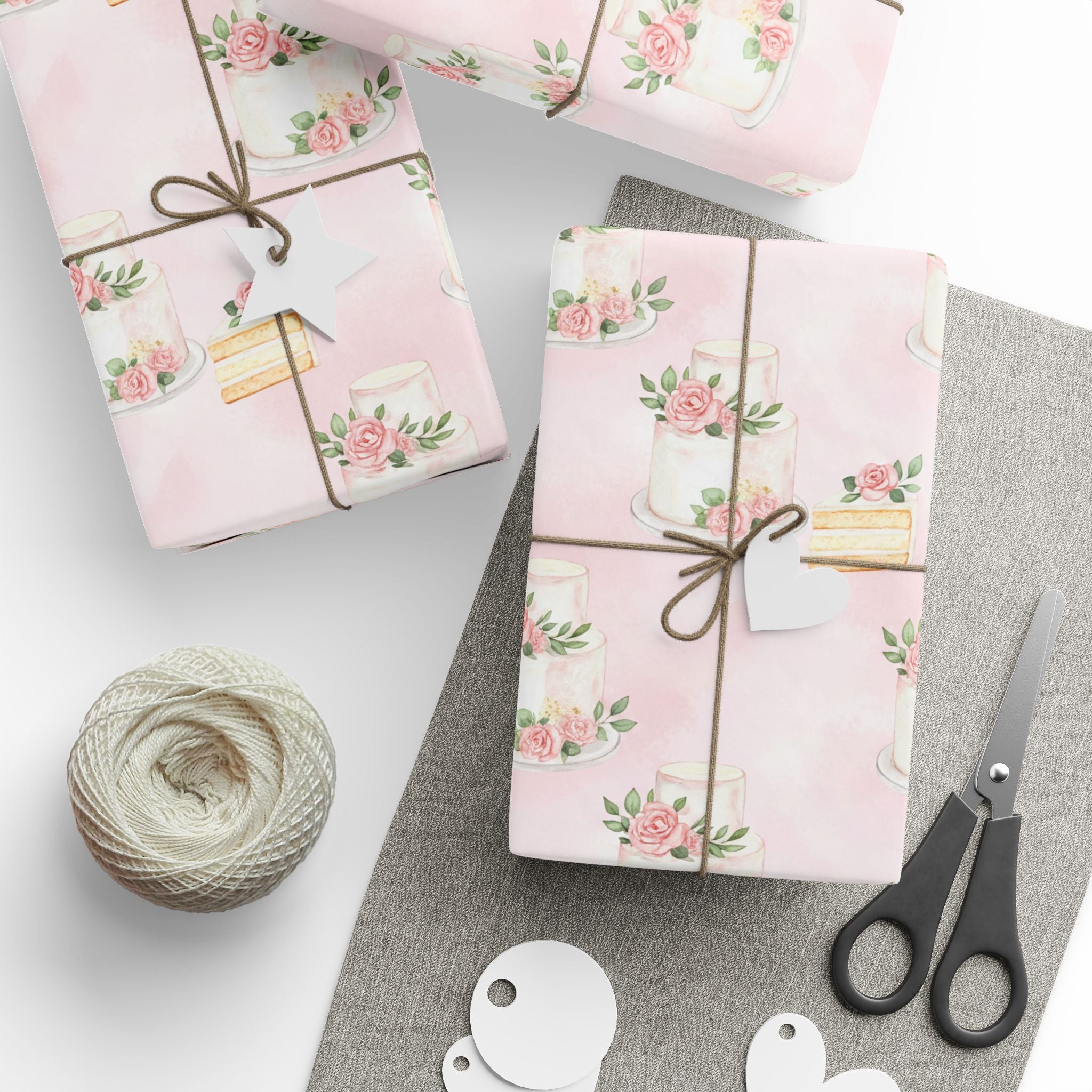 Wedding Cake Wrapping Paper | Pink Rose Pattern | Wedding