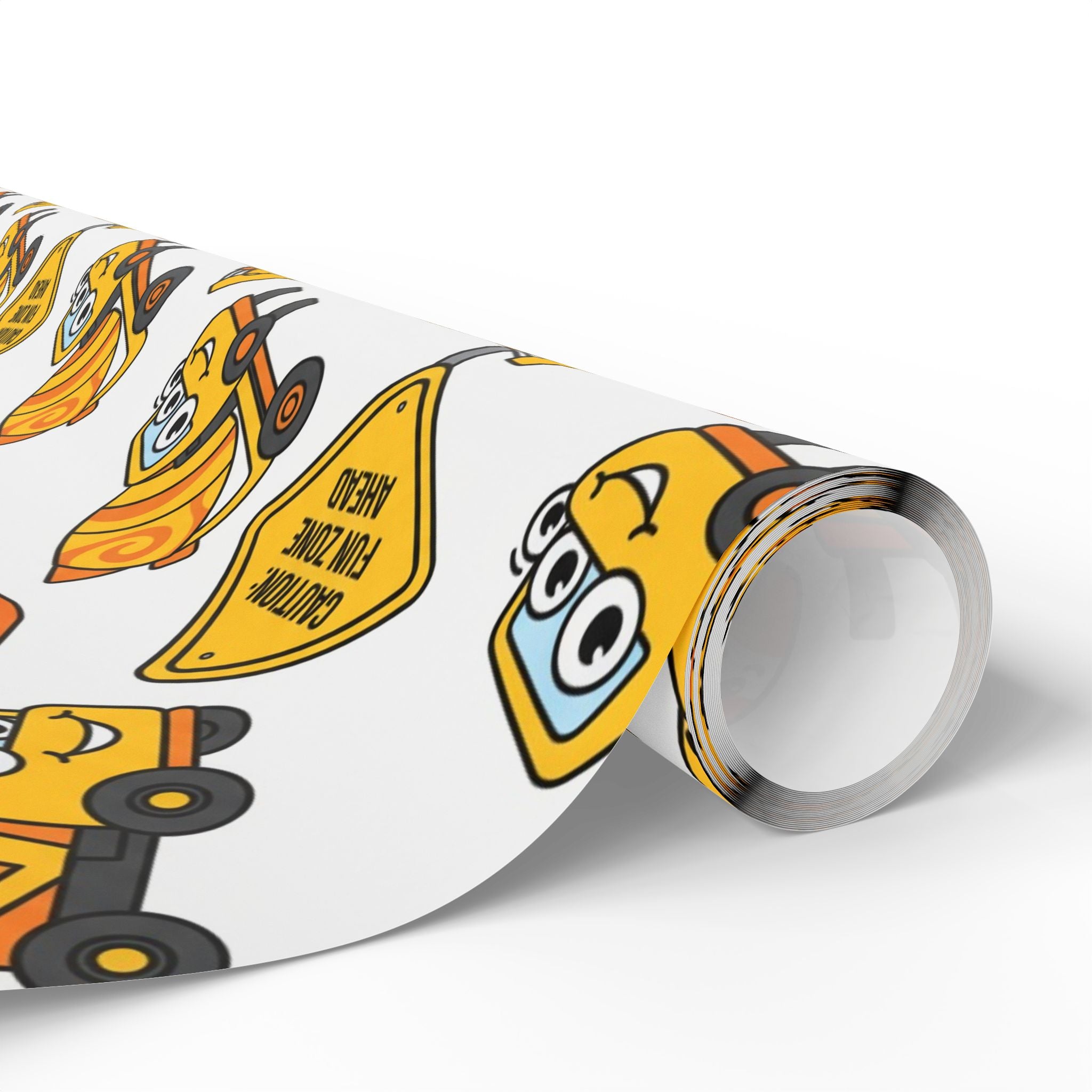 Construction Birthday Wrapping Papers, Dump Truck Digger Cement Mixer Yellow Orange Gift Wrap, Kids Party Supplies, Building Site Theme,