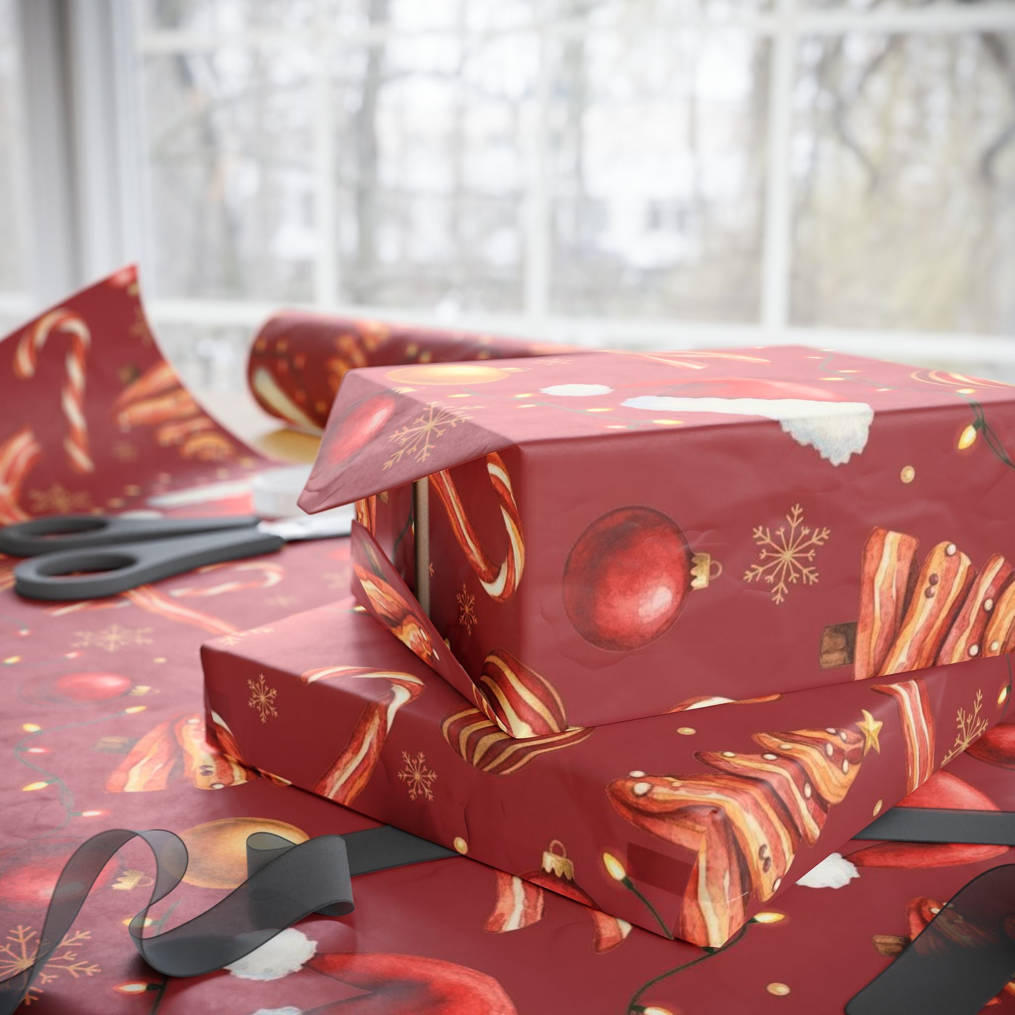 Funny Bacon Christmas Wrapping Paper | Cute Holiday Gift Wrap | Foodie Xmas Paper | Festive Breakfast Theme | Humorous Holiday Wrap